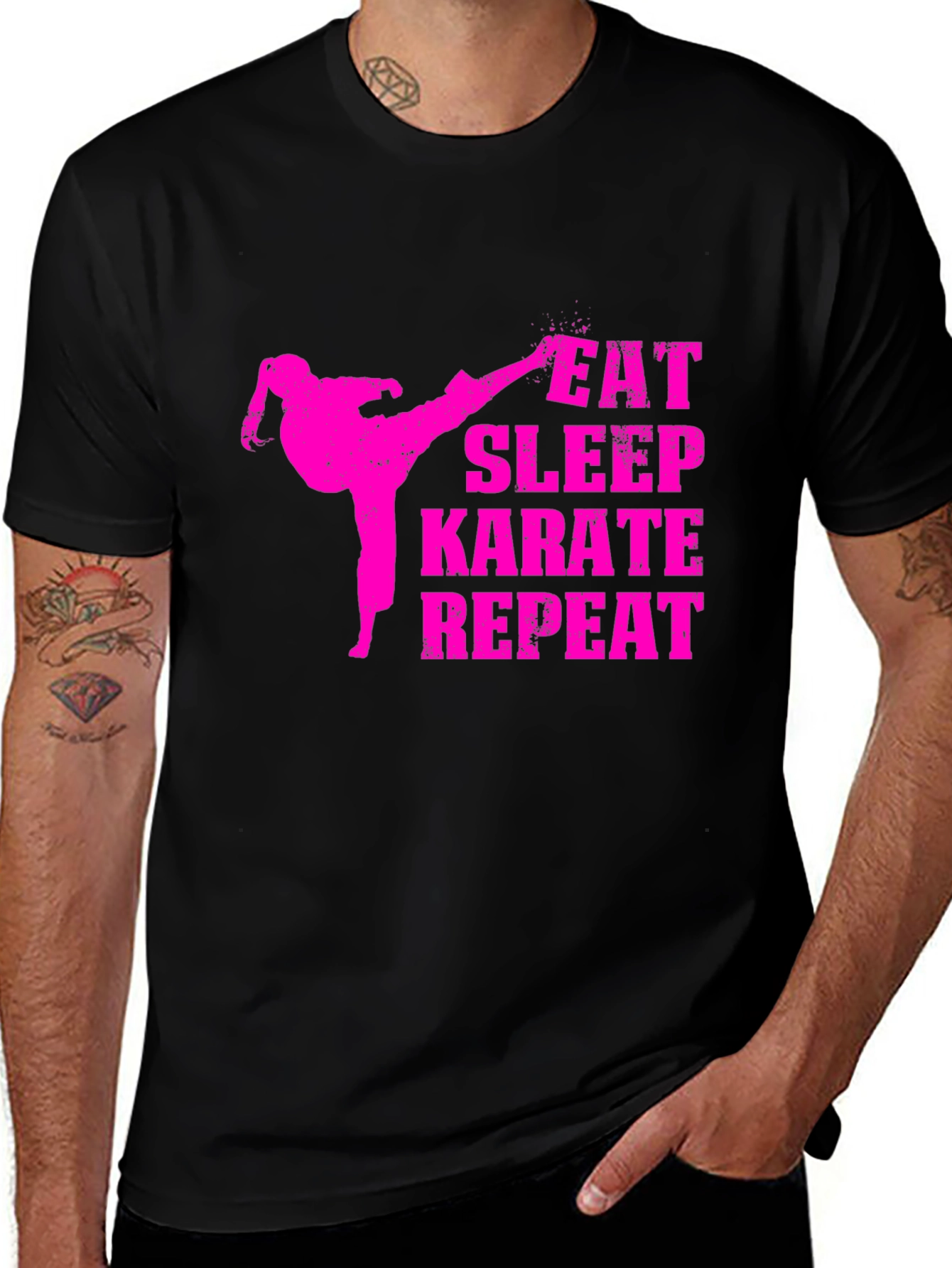Variant 29 of Eat Sleep Karate Repeat Black T-Shirt