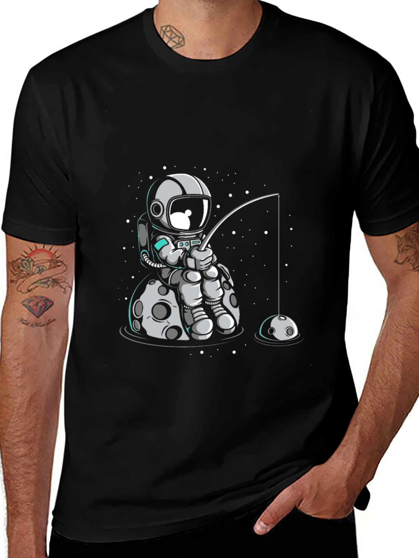 Variant 6 of Astronaut Fishing T-Shirt - Space Humor Tee