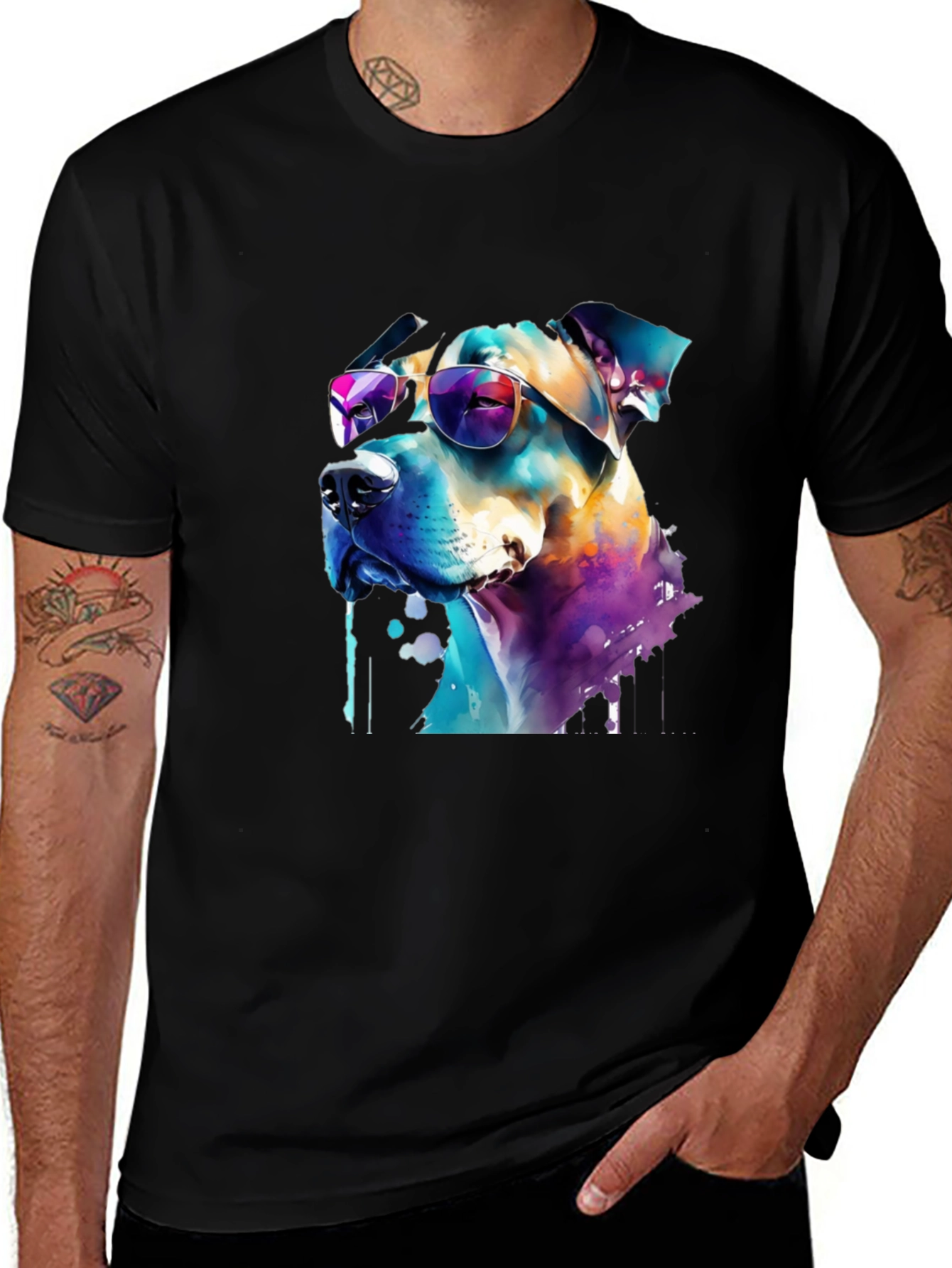 Variant 6 of Cool Dog Graphic Tee - Men's Black T-Shirt