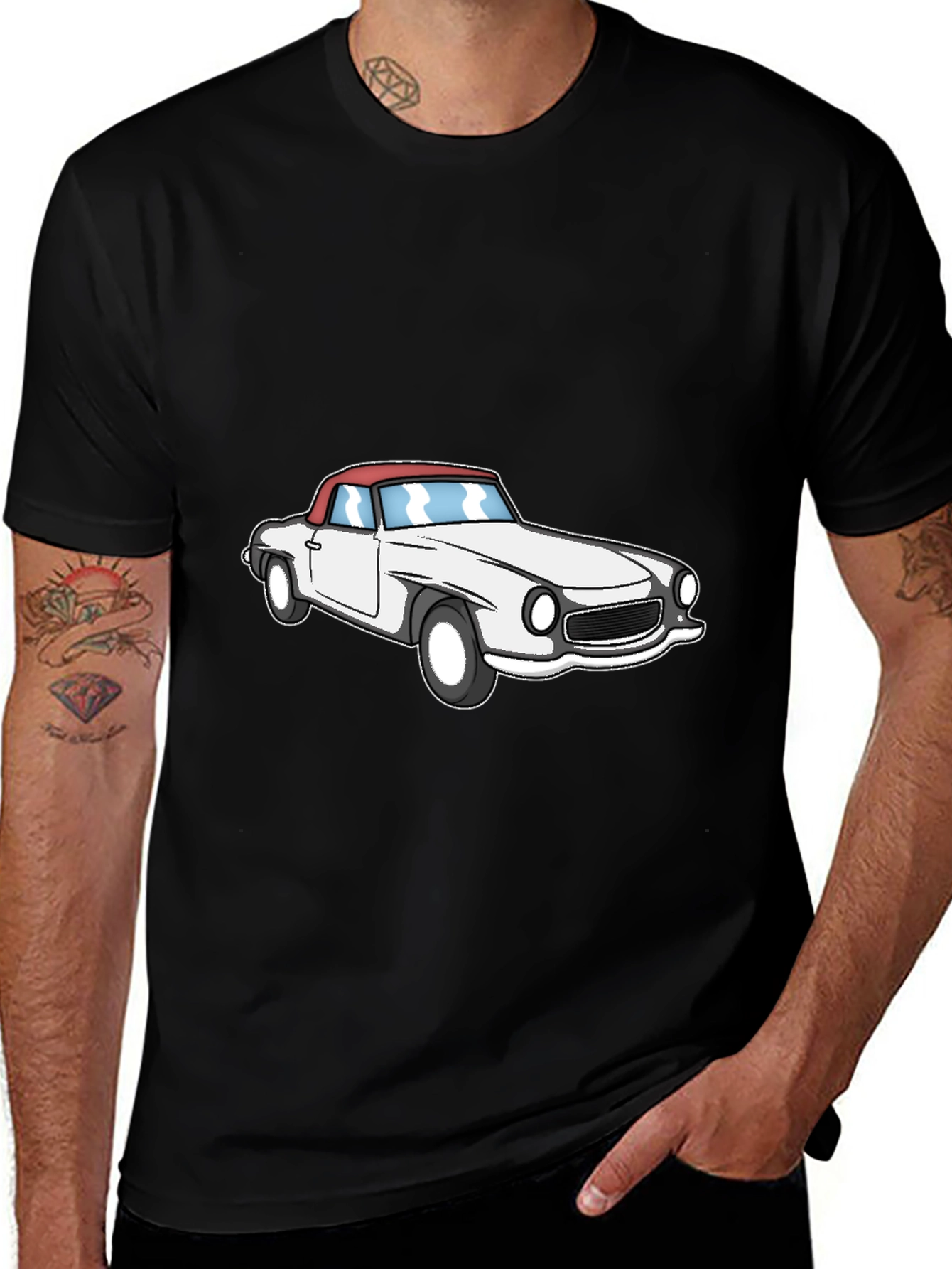Variant 24 of Classic Car Graphic Tee - Black Cotton Blend
