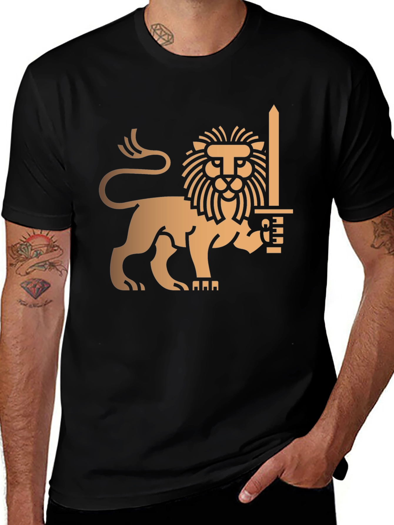Variant 8 of Lion & Sword Graphic Tee - Bold Statement Shirt