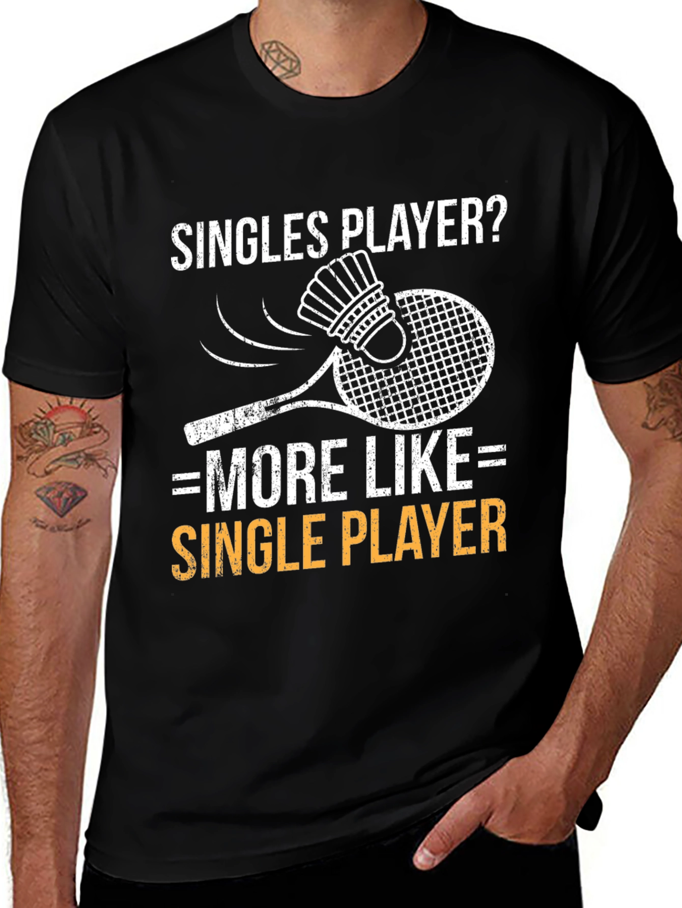 Variant 27 of Singles Player Graphic Tee - Badminton Lover