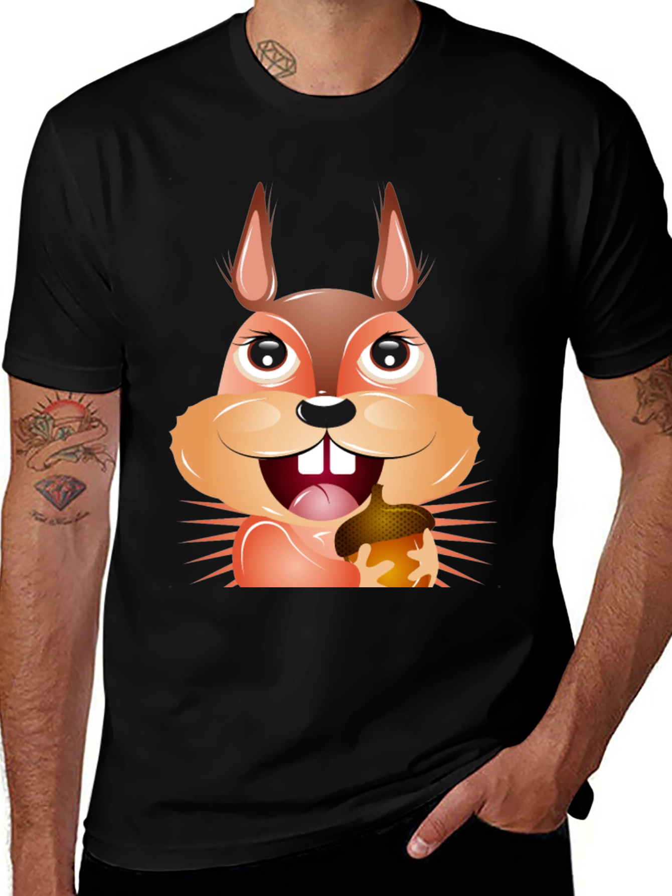 Variant 4 of Squirrel Acorn Graphic T-Shirt - Fun Animal Tee