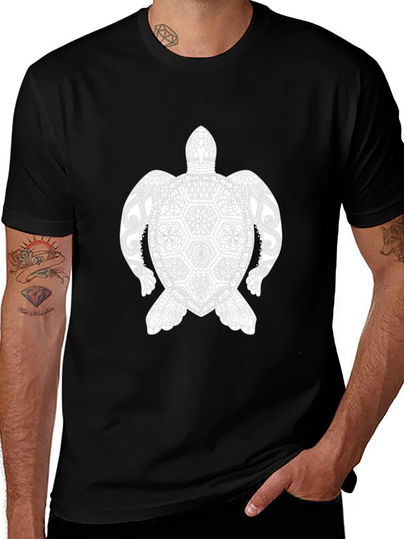 Turtle Graphic T-Shirt - Black, Unique Design