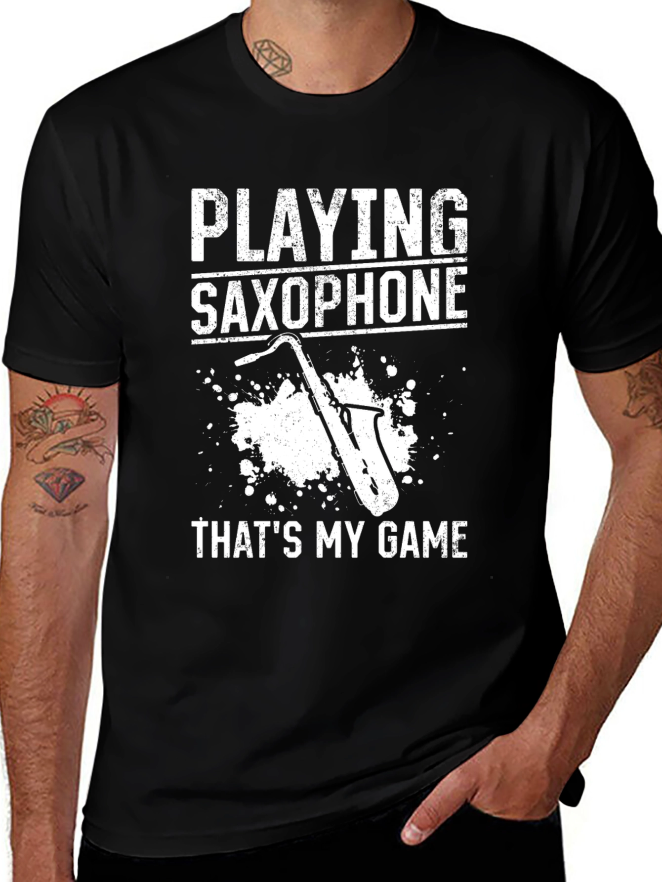 Variant 9 of Saxophone Player T-Shirt - "That's My Game" - Black