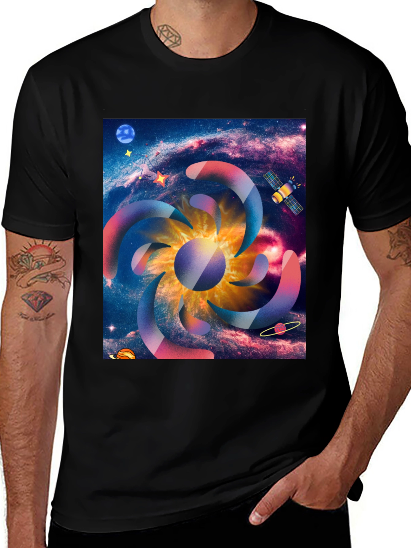 Variant 5 of Galaxy Swirl Graphic Tee - Black