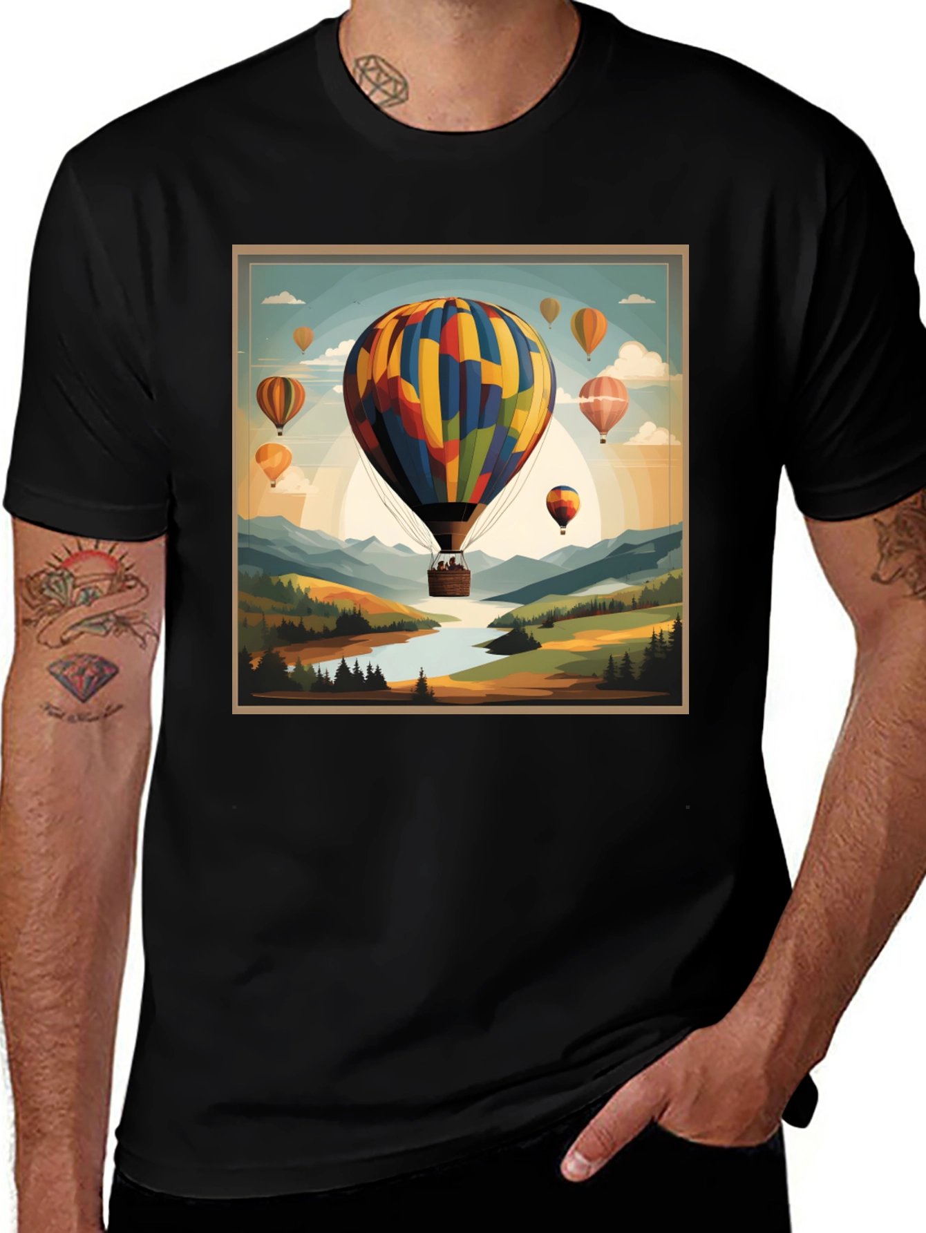 Variant 26 of Hot Air Balloon Landscape Graphic Tee