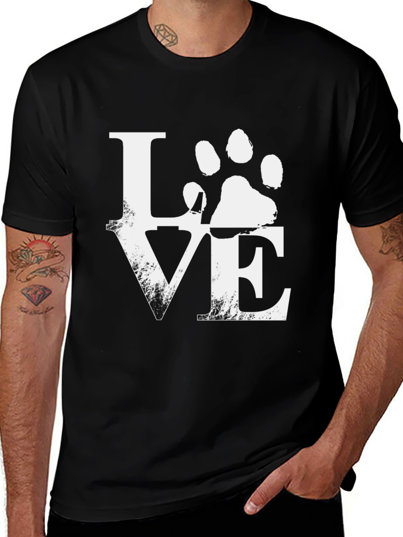 Variant 6 of Love Paw Print T-Shirt - Black Animal Lover Tee