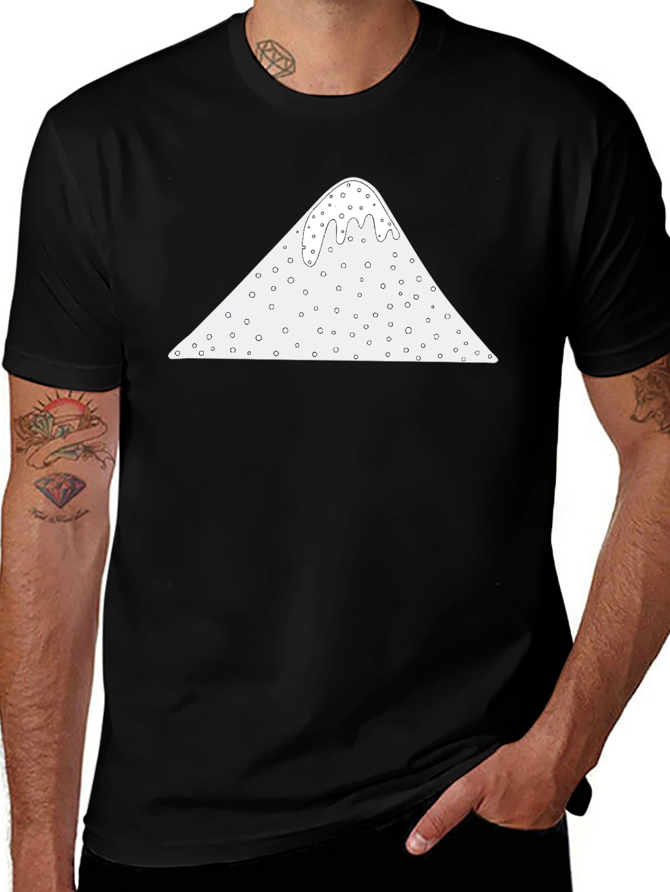 Variant 13 of Novelty Black T-Shirt with Mountain Snow Graphic