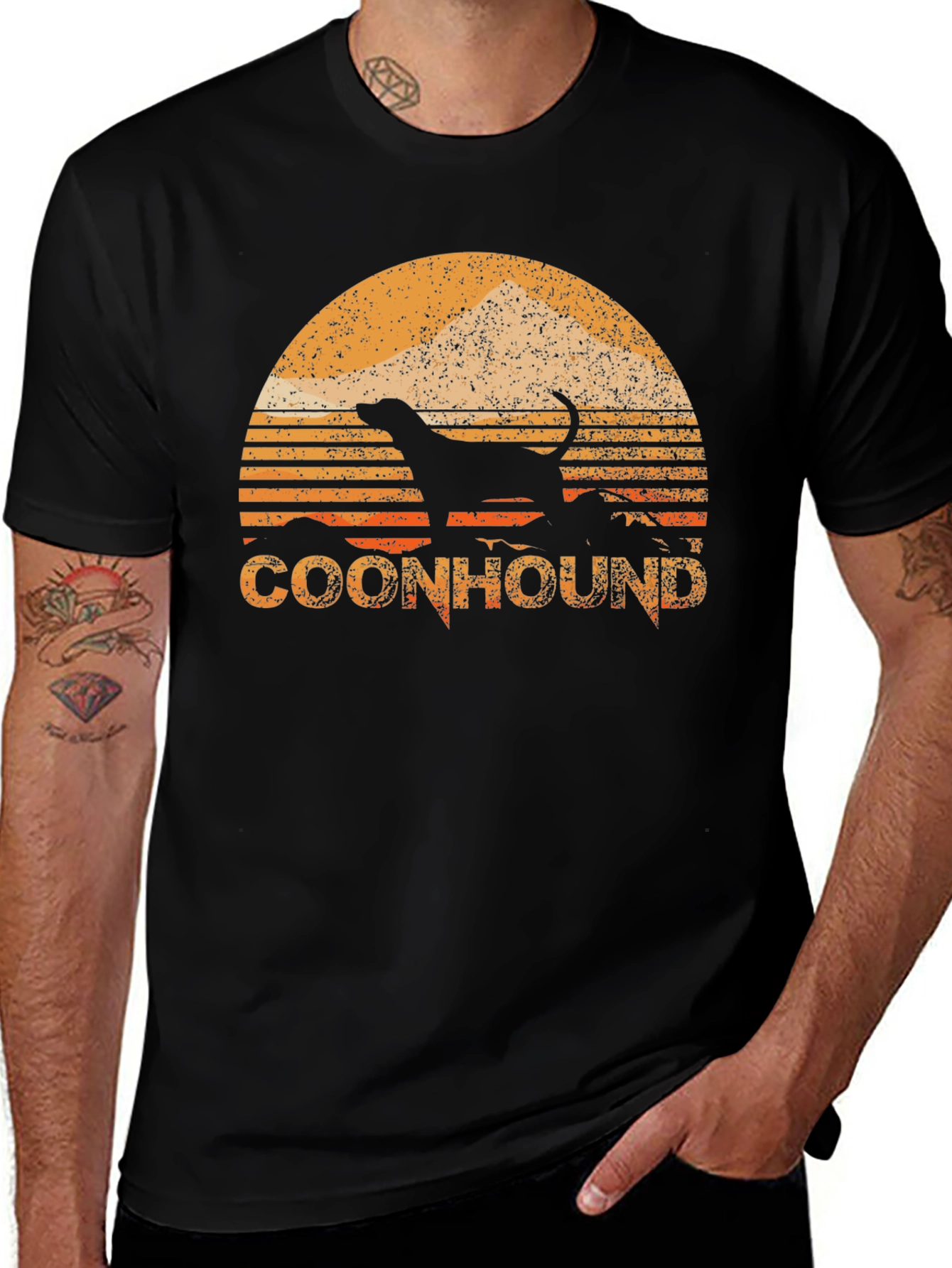 Variant 30 of Coonhound Dog Breed T-Shirt Sunset Design