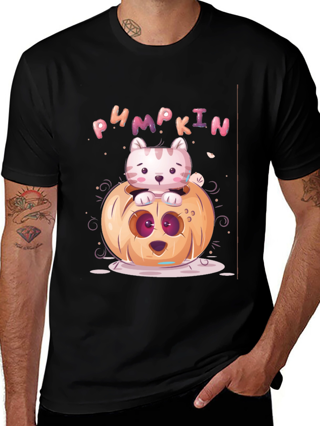 Variant 15 of Cute Pumpkin Cat T-Shirt - Halloween Apparel