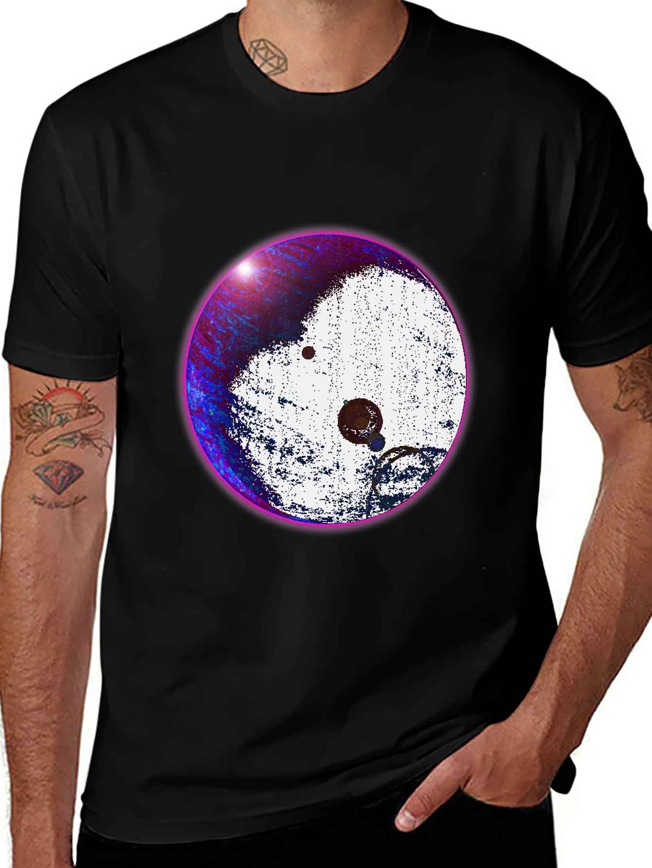 Variant 22 of Abstract Yin Yang Graphic Tee - Stylish Black T-Shirt