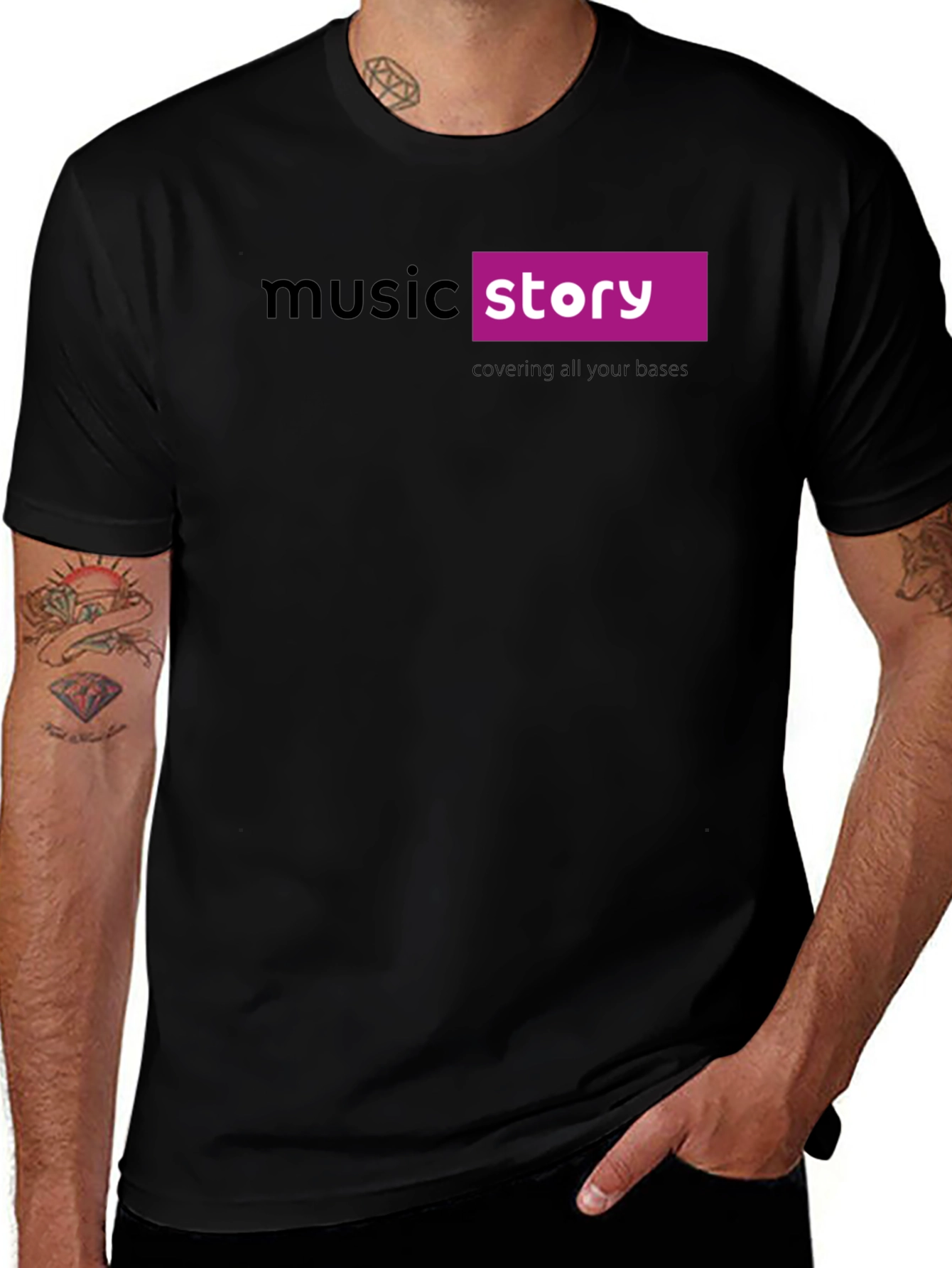 Black Music Story Black Cotton Graphic T-Shirt main image