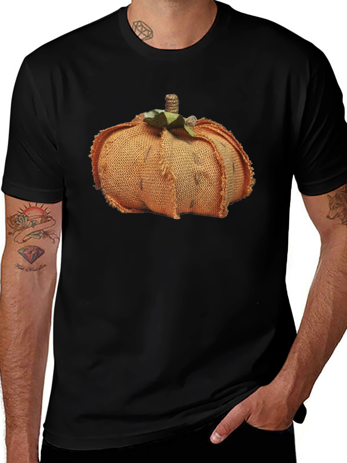 Variant 28 of Pumpkin Burlap Graphic Tee - Stylish Fall Fashion