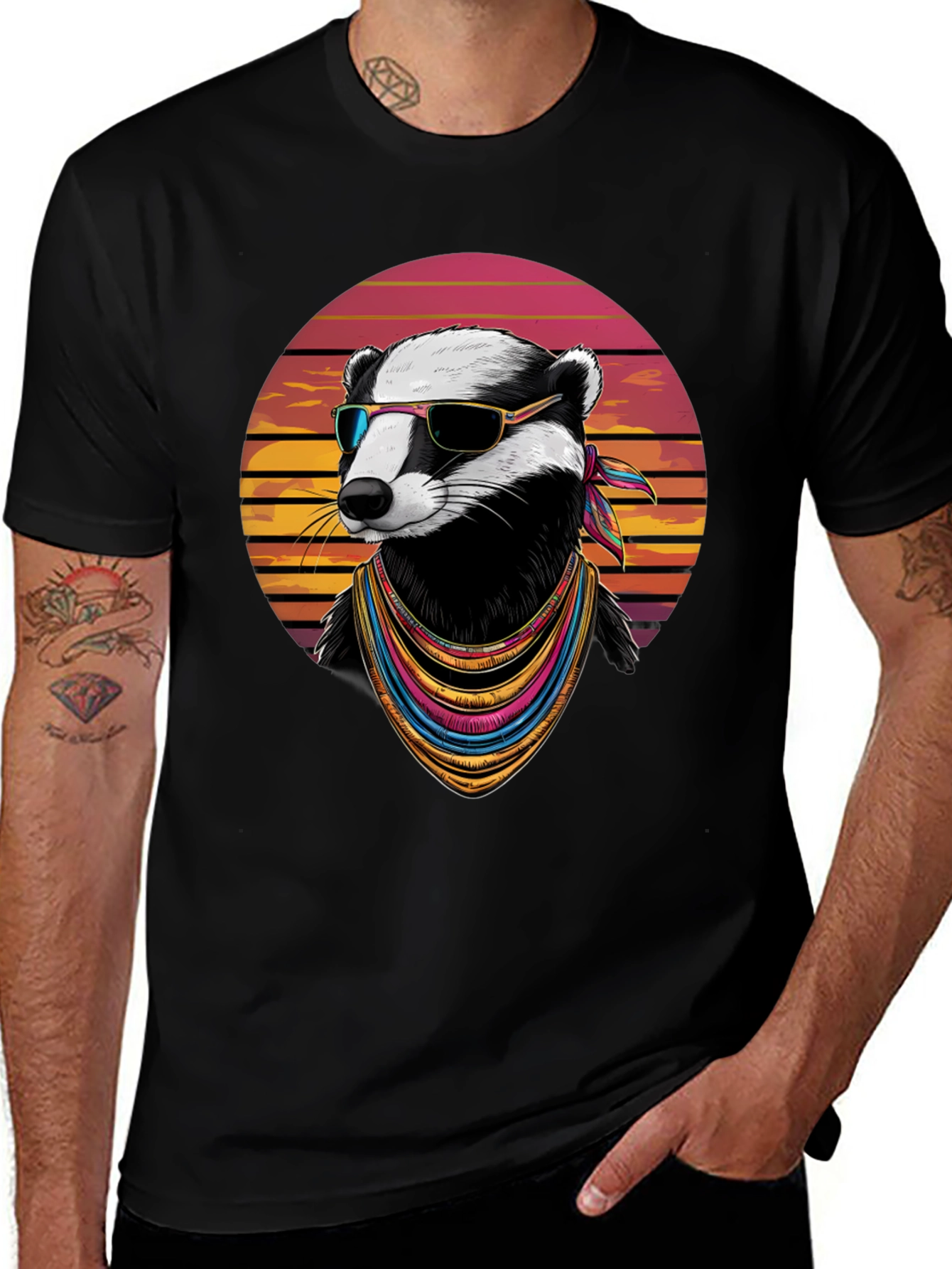 Variant 28 of Cool Badger Graphic Tee - Retro Animal Shirt