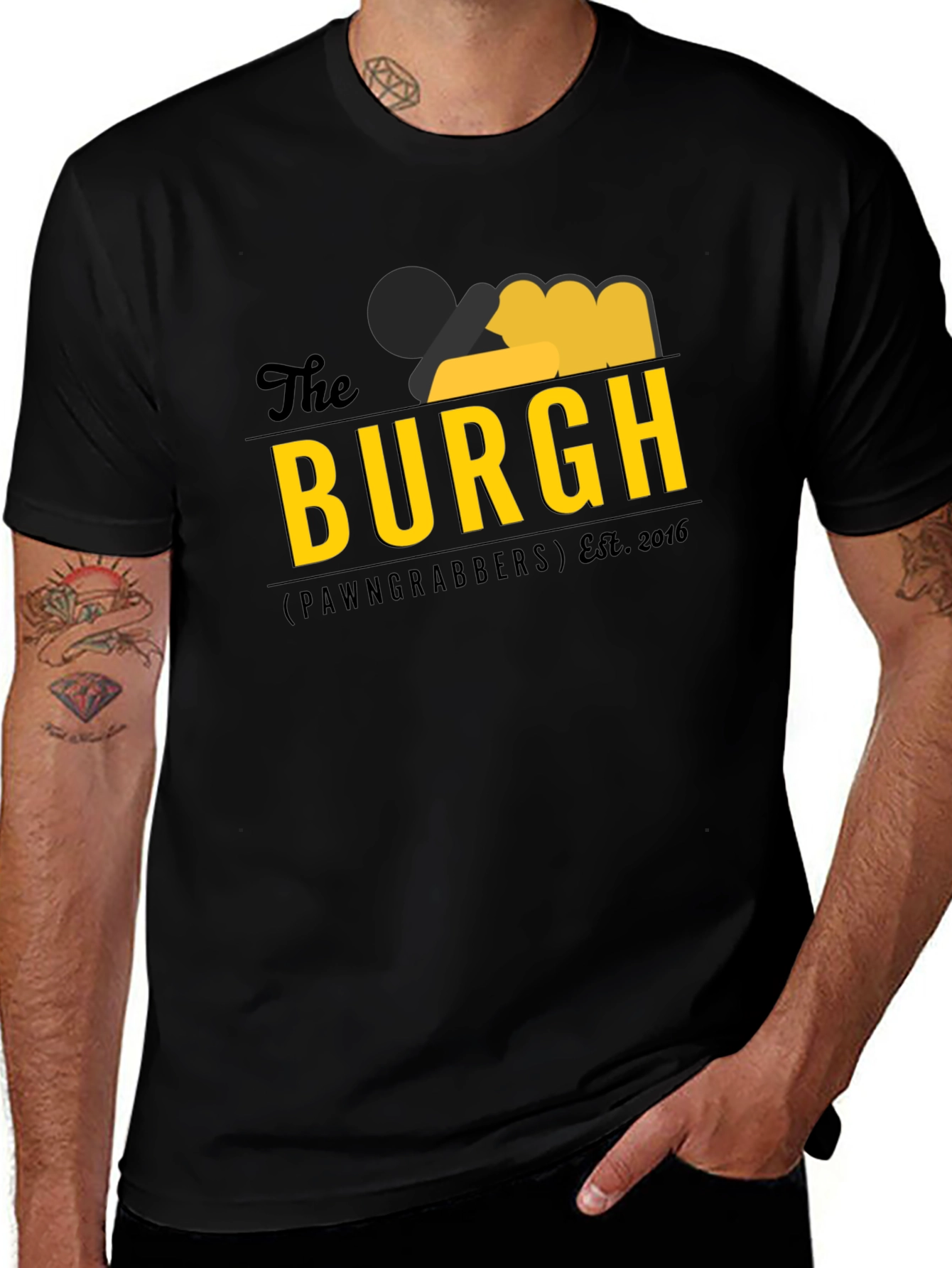 Variant 17 of The Burgh Pawngrabbers Est. 2016 Black T-Shirt