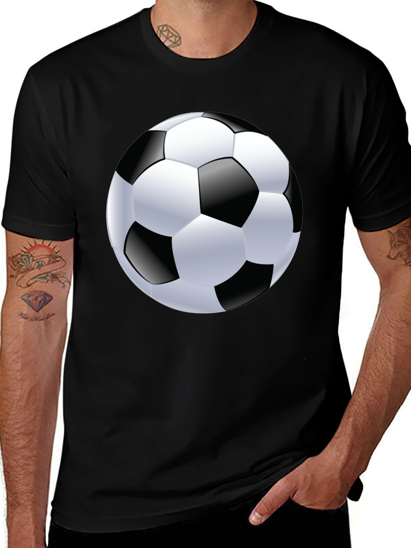 Variant 2 of Soccer Ball Graphic Tee - Black Cotton T-Shirt