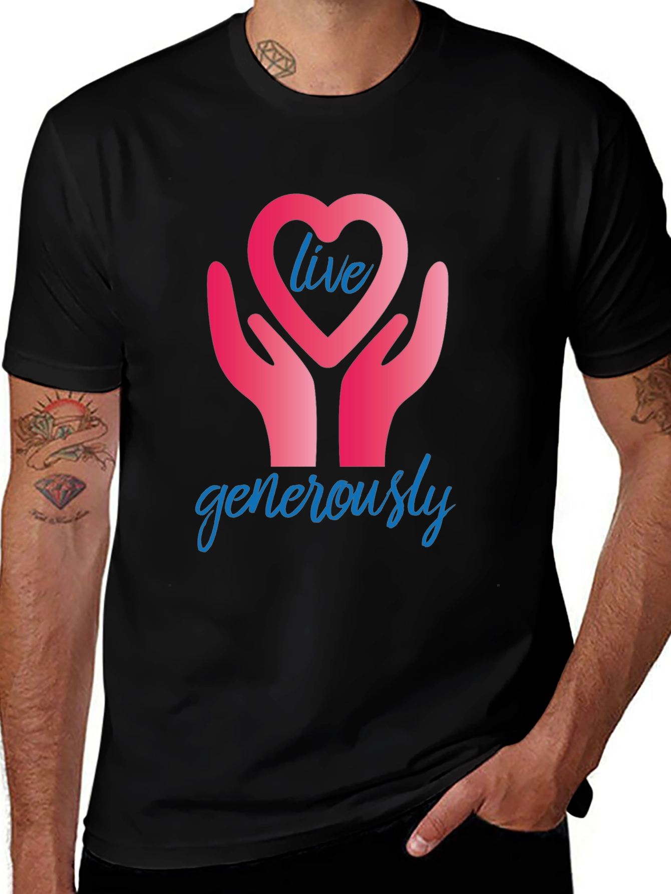 Variant 10 of Live Generously Black Graphic T-Shirt