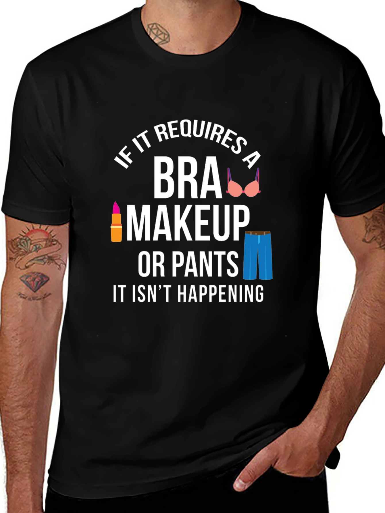 Variant 25 of Funny "No Bra No Makeup" Graphic T-Shirt
