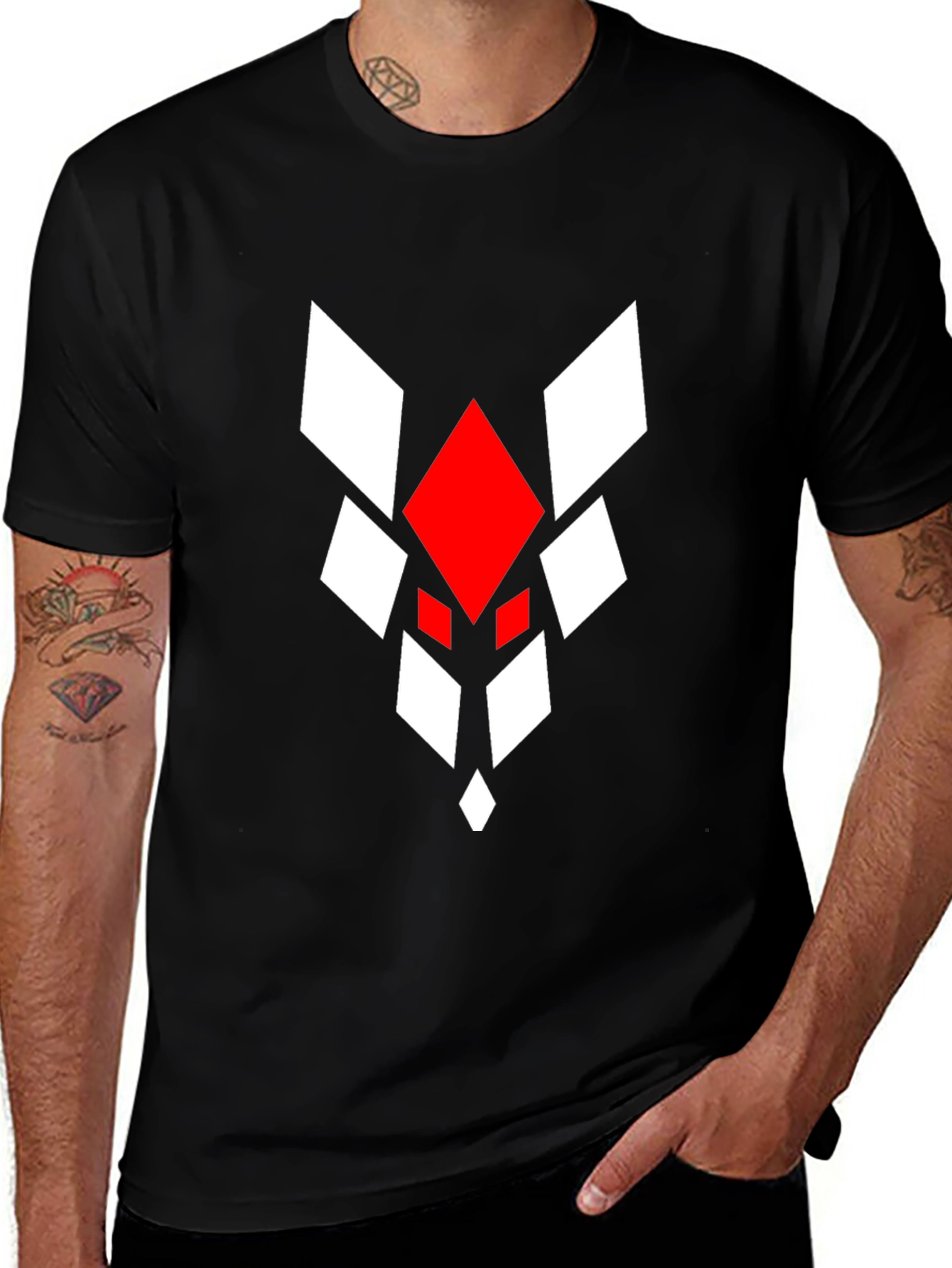 Variant 30 of Geometric Fox Graphic Tee - Mens Black T-Shirt