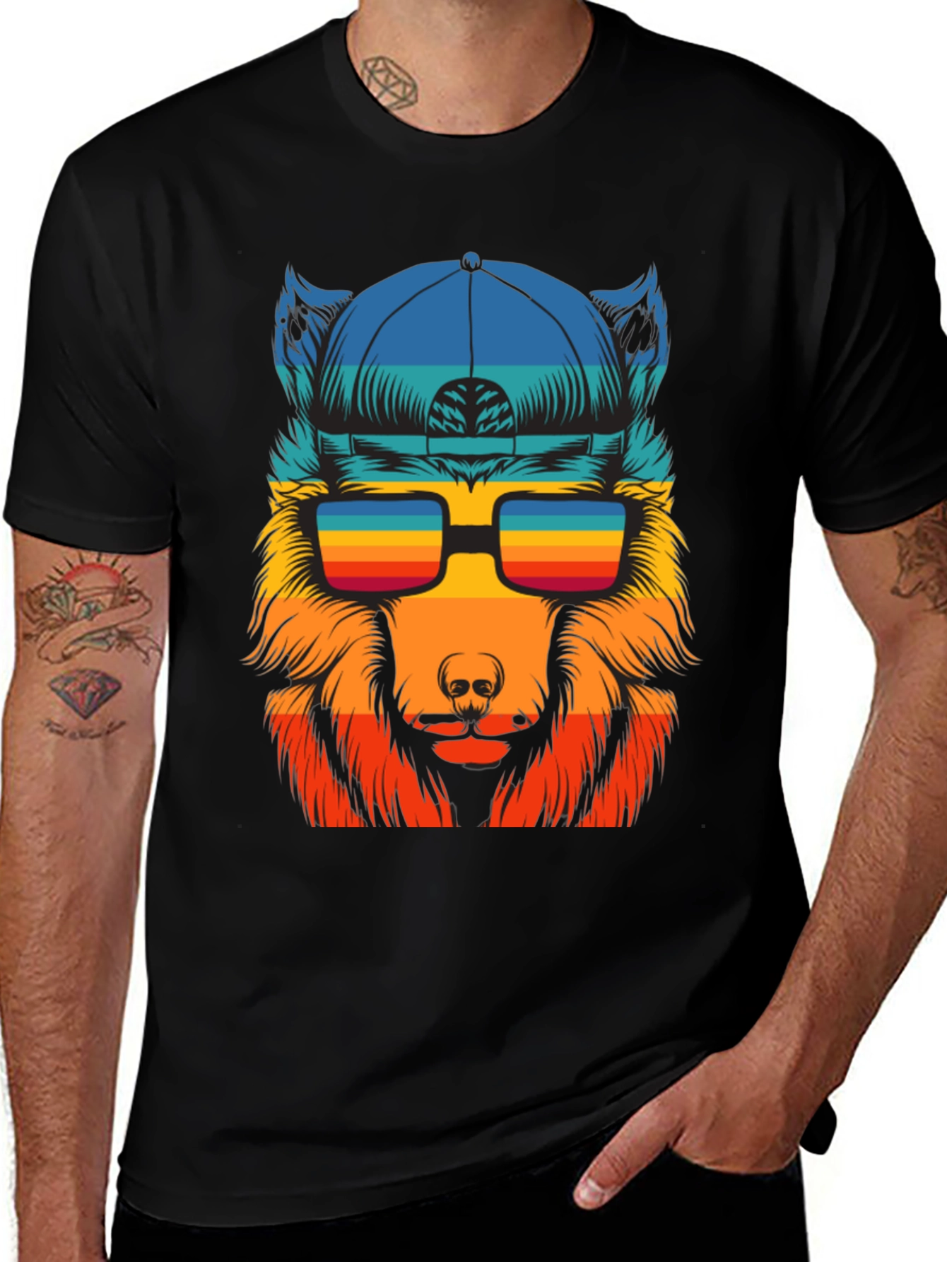 Variant 14 of Retro Wolf Graphic Tee - Cool Canine T-Shirt
