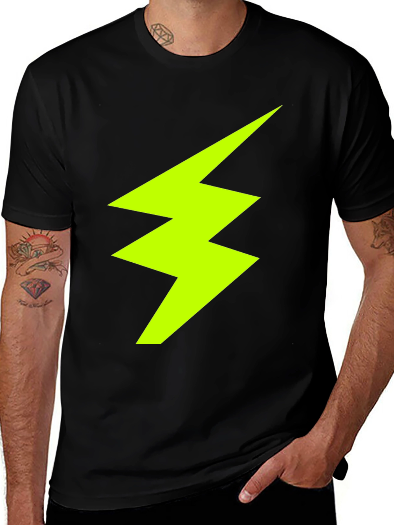 Variant 2 of Lightning Bolt Graphic Tee - Black Casual T-Shirt