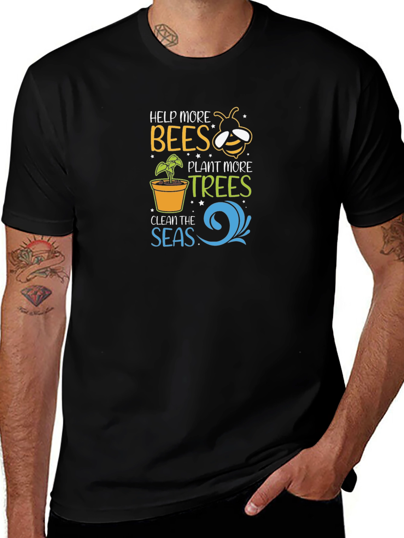 Variant 14 of Help Bees Plant Trees Graphic Tee