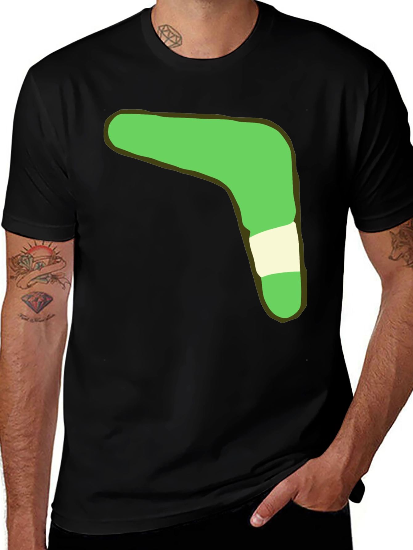 Green Boomerang Graphic T-Shirt - Casual Cool Tee
