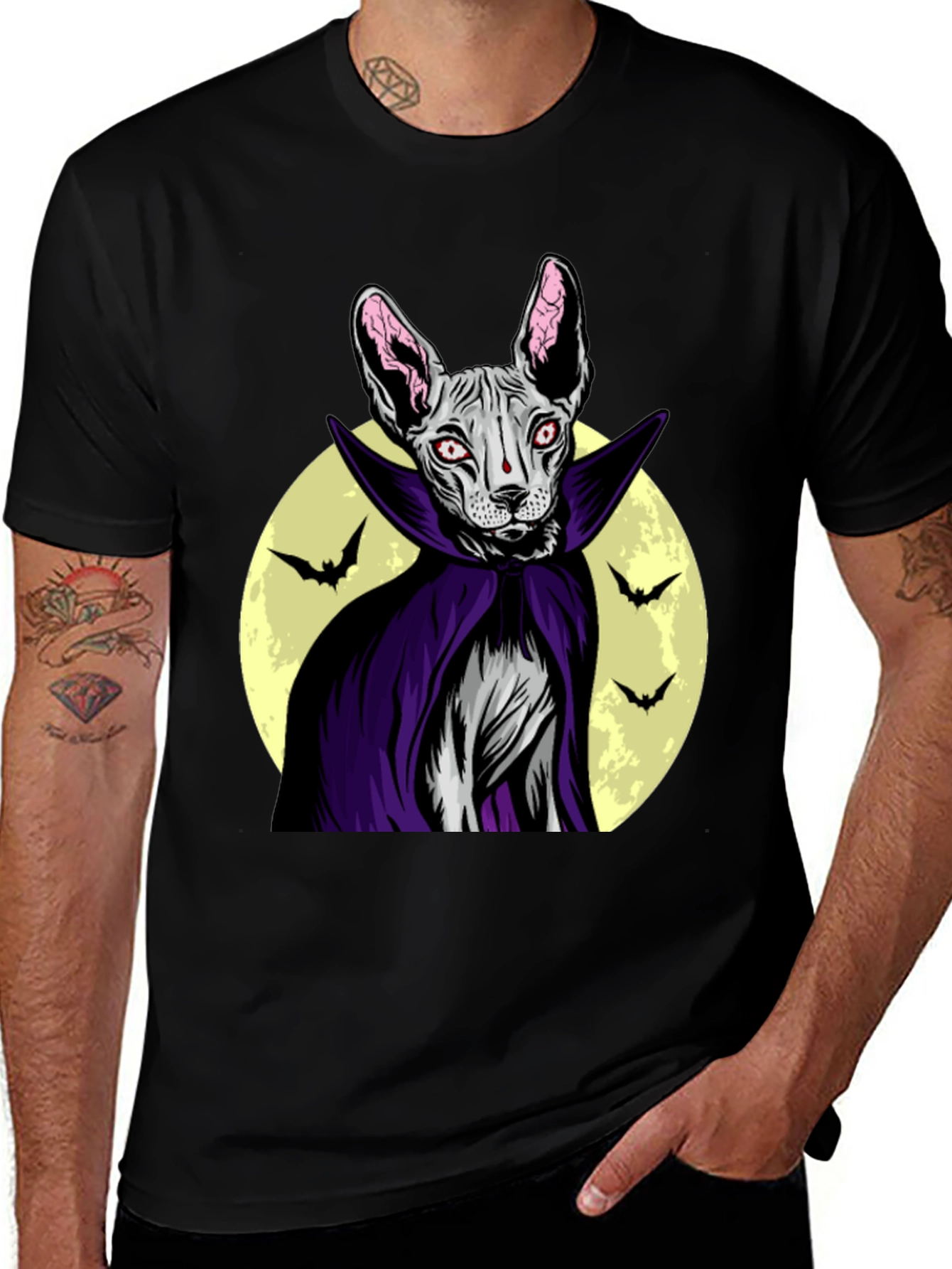 Variant 20 of Vampire Cat Graphic T-Shirt - Halloween Style