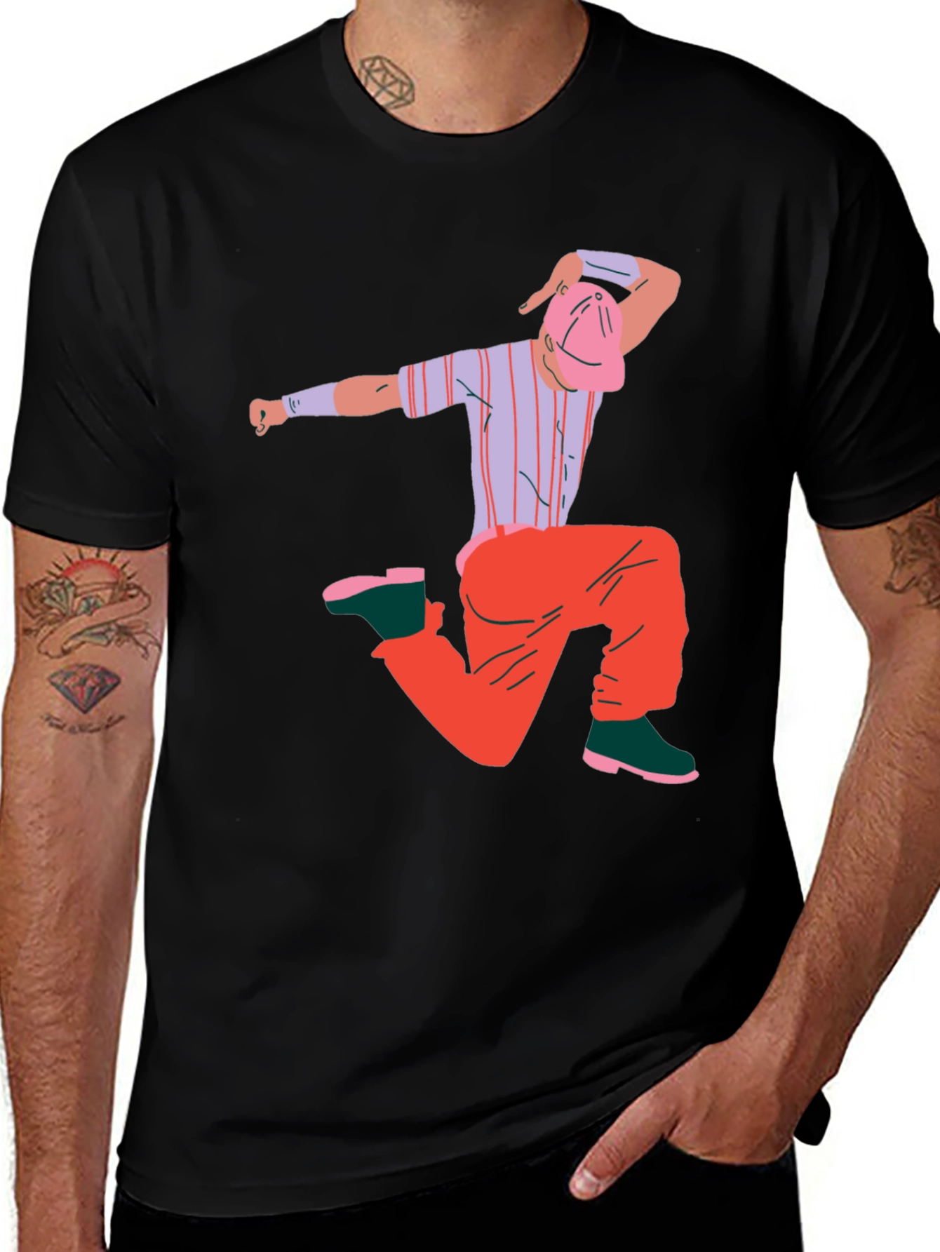 Variant 25 of Cartoon Graphic Black T-Shirt