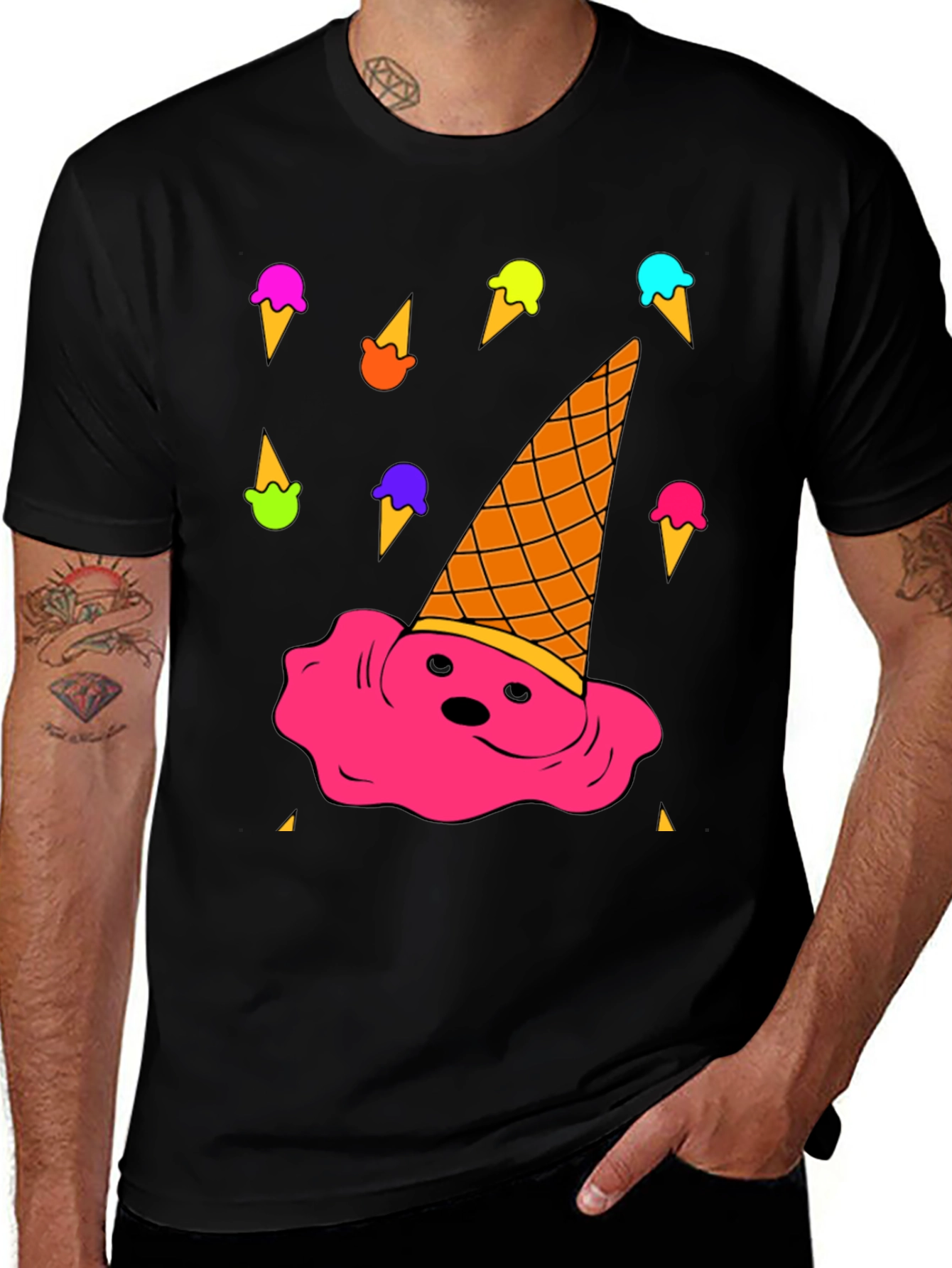 Variant 11 of Melting Ice Cream Graphic Tee - Novelty T-Shirt