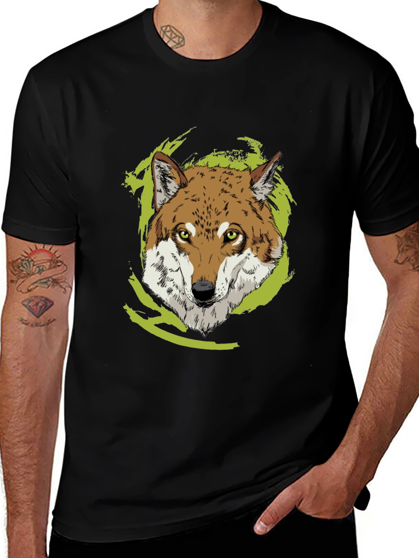 Variant 6 of Wolf Graphic Print Black T-Shirt