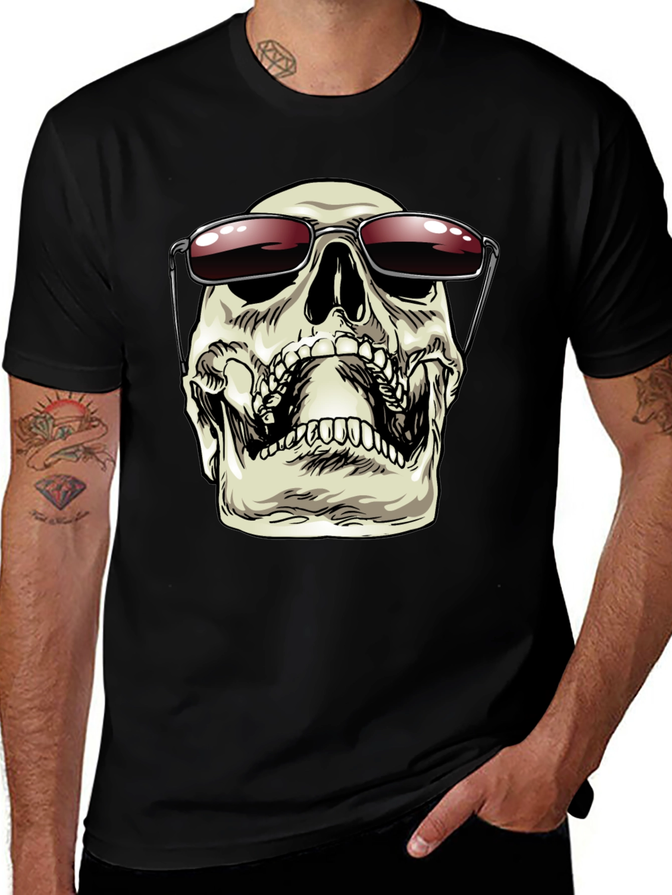 Variant 15 of Skull with Sunglasses Graphic Tee - Cool Design