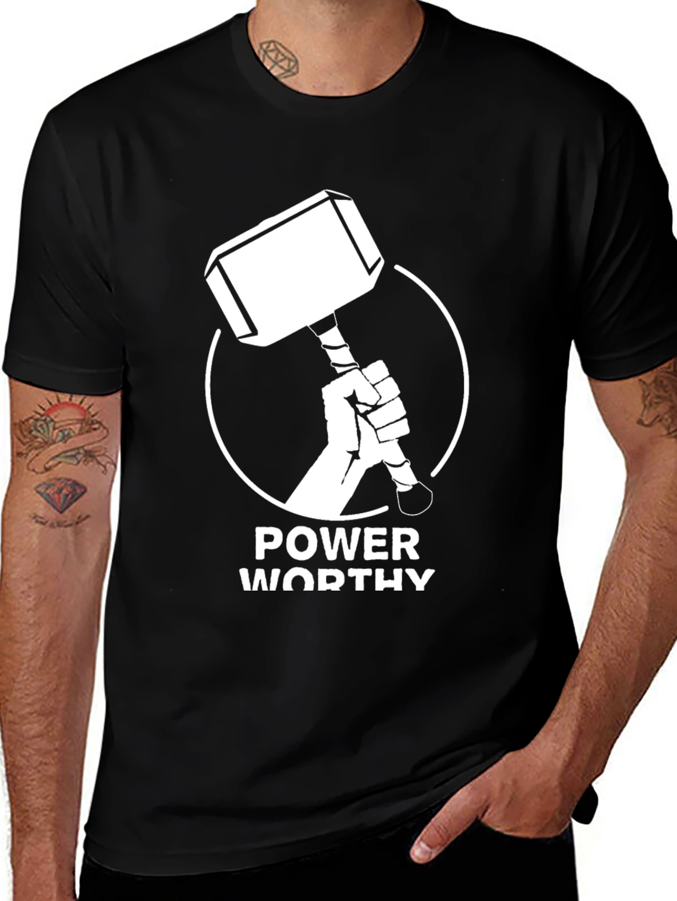 Variant 28 of Power Worthy Graphic Tee - Black T-Shirt