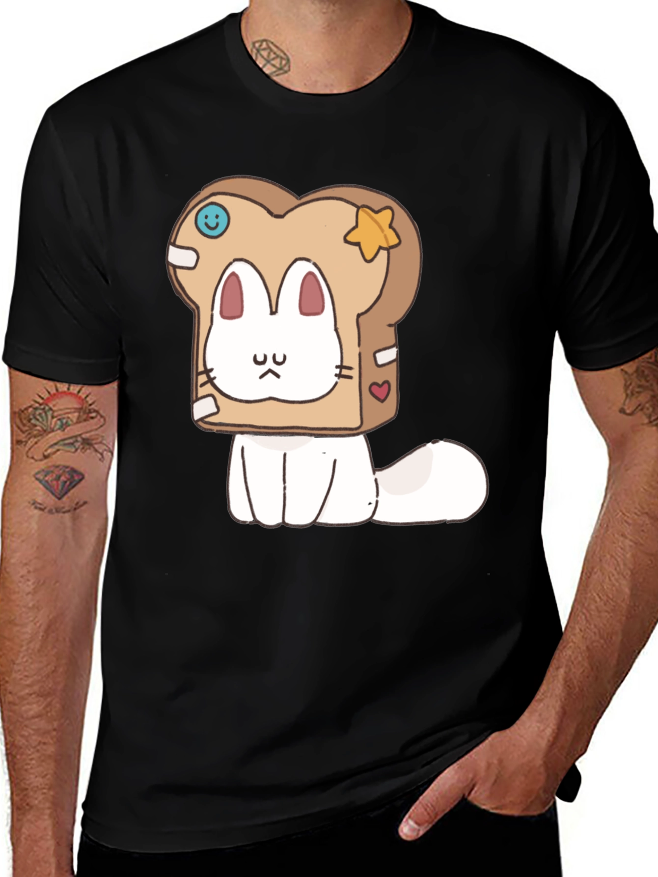 Variant 2 of Cute Bread Cat T-Shirt - Unique Cartoon Graphic Tee