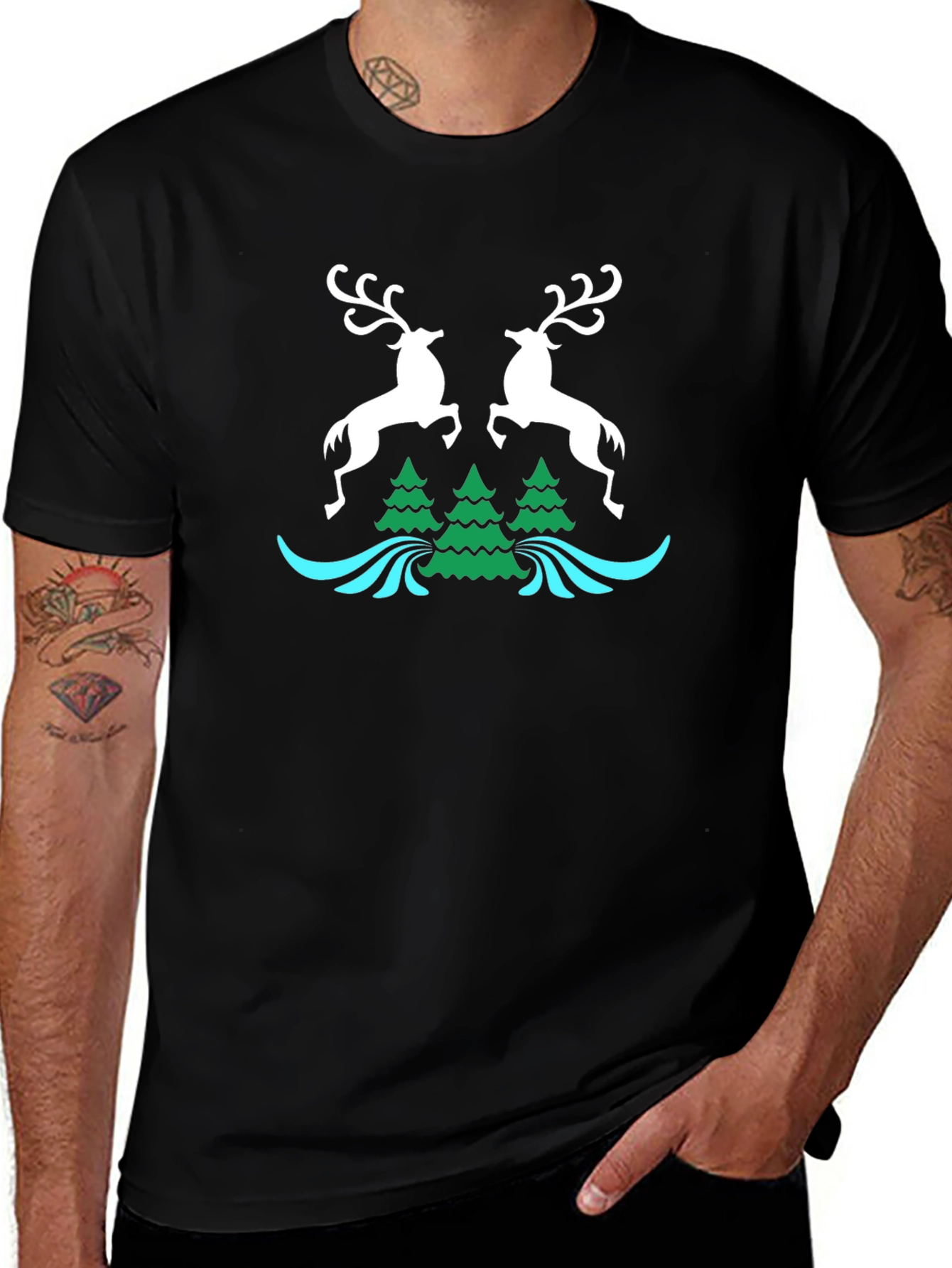 Variant 24 of Deer & Trees Graphic Tee