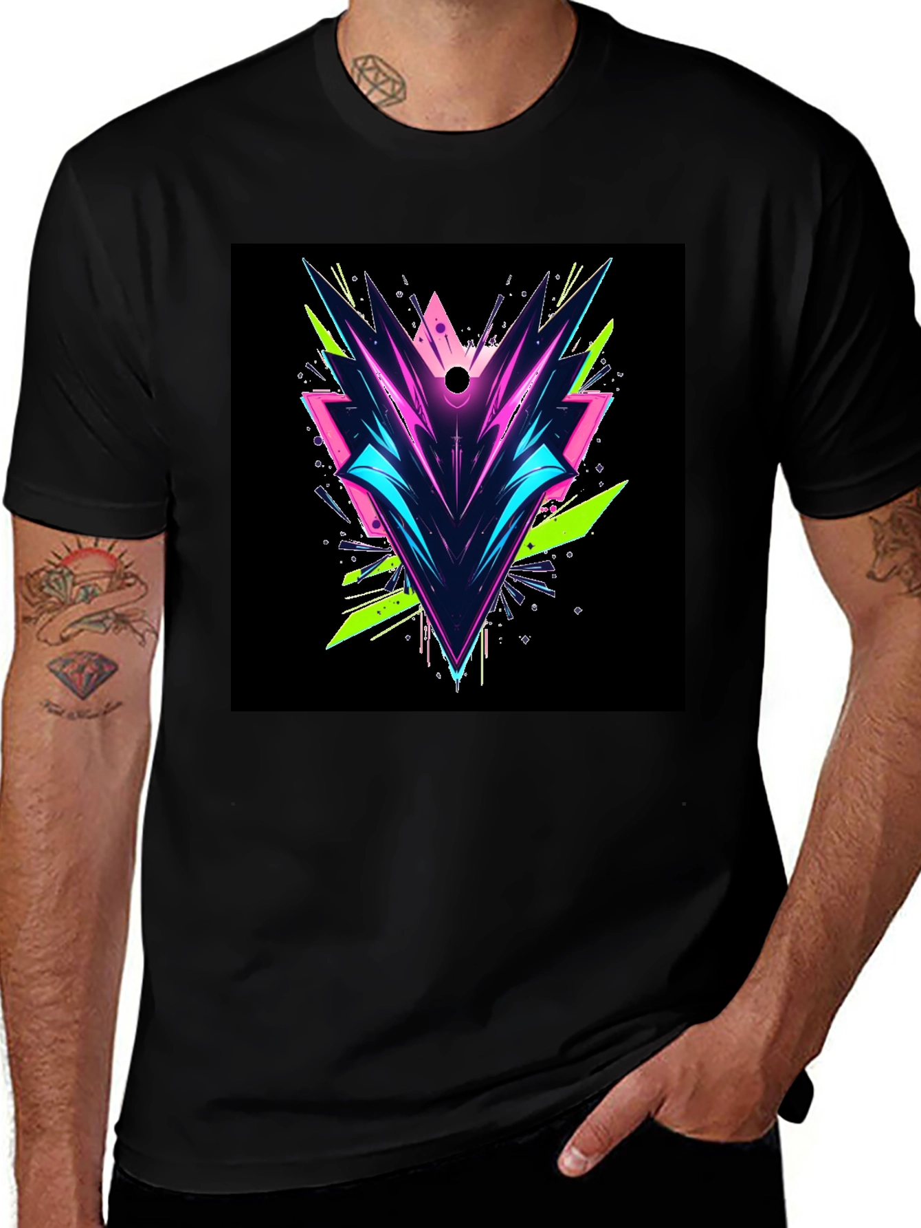 Variant 21 of Abstract Geometric Graphic Tee - Black
