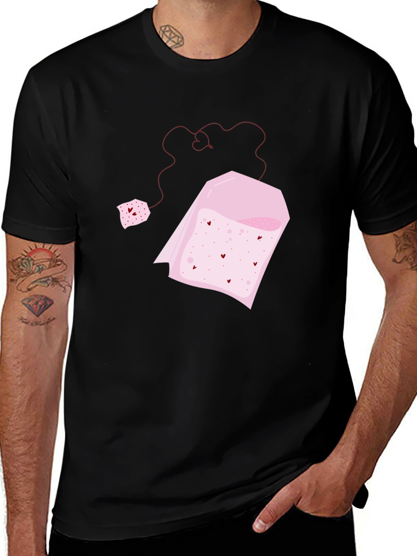 Variant 7 of Heart Tea Bag Graphic Tee - Black