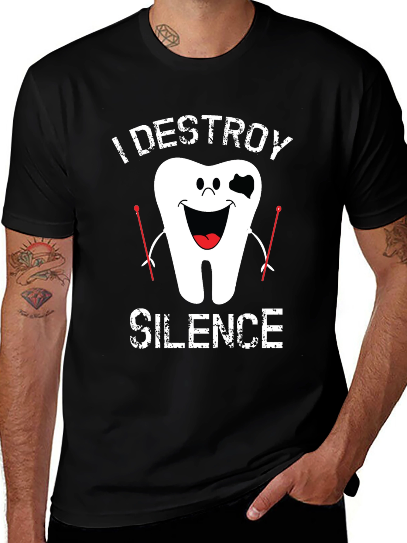 I Destroy Silence Drummer Tooth T-Shirt