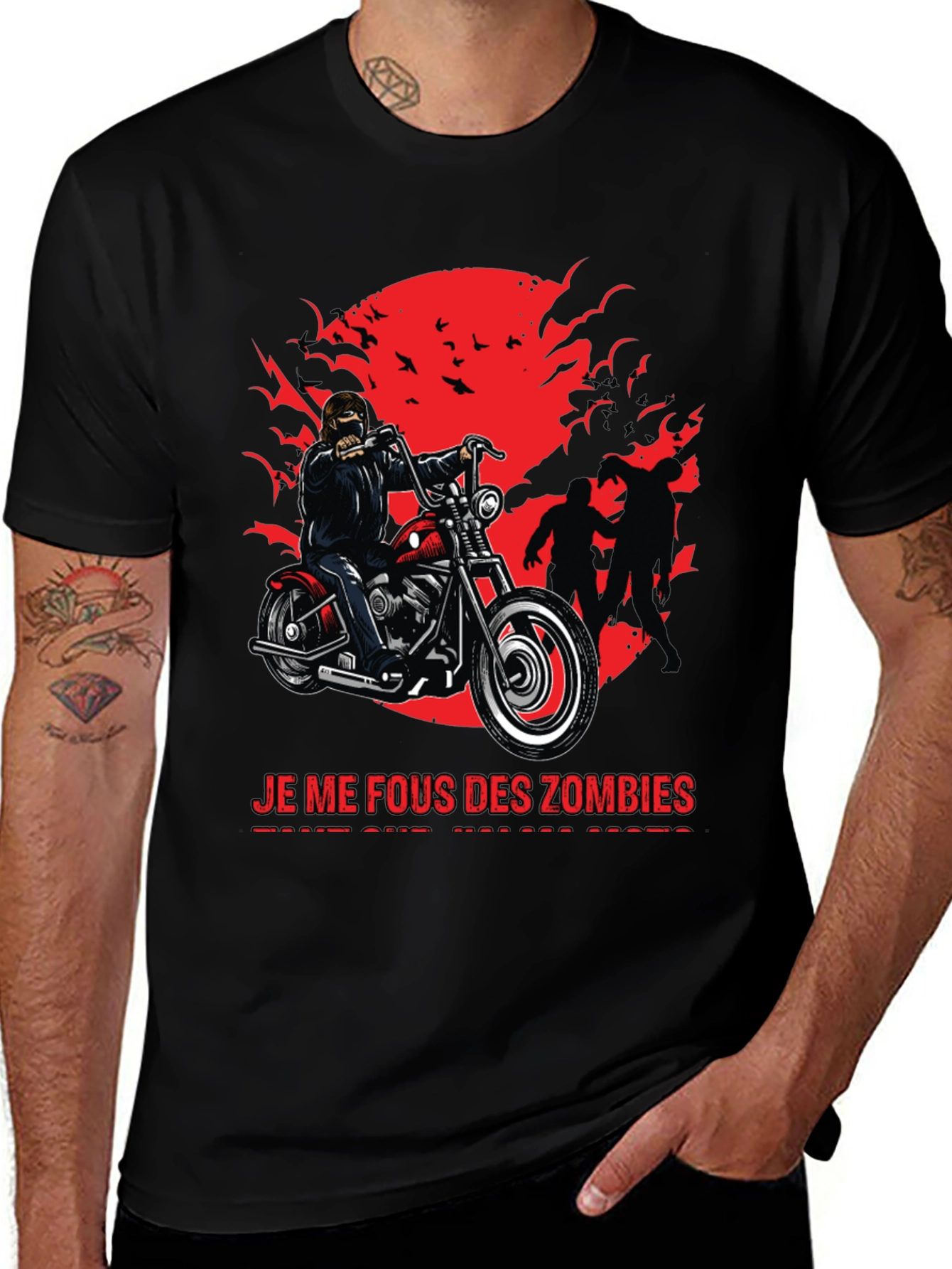 Zombie Biker Graphic Tee - Ride or Die!