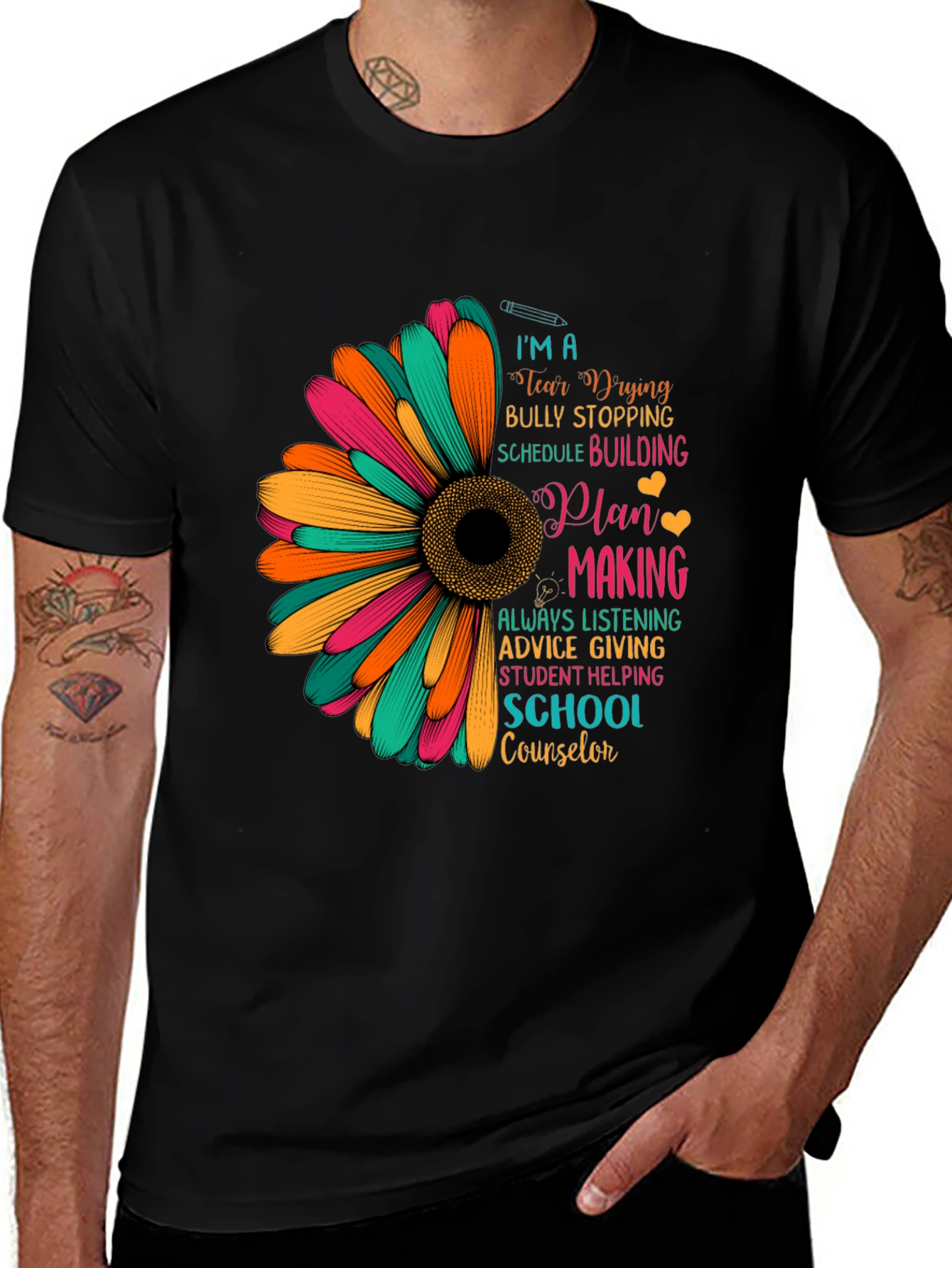 School Counselor Sunflower Graphic T-Shirt