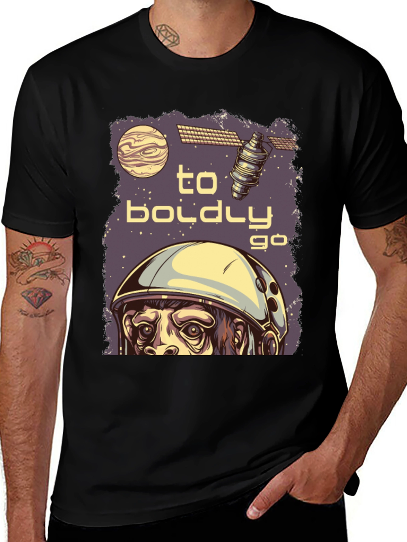 Variant 2 of Space Chimp T-Shirt - To Boldly Go Design