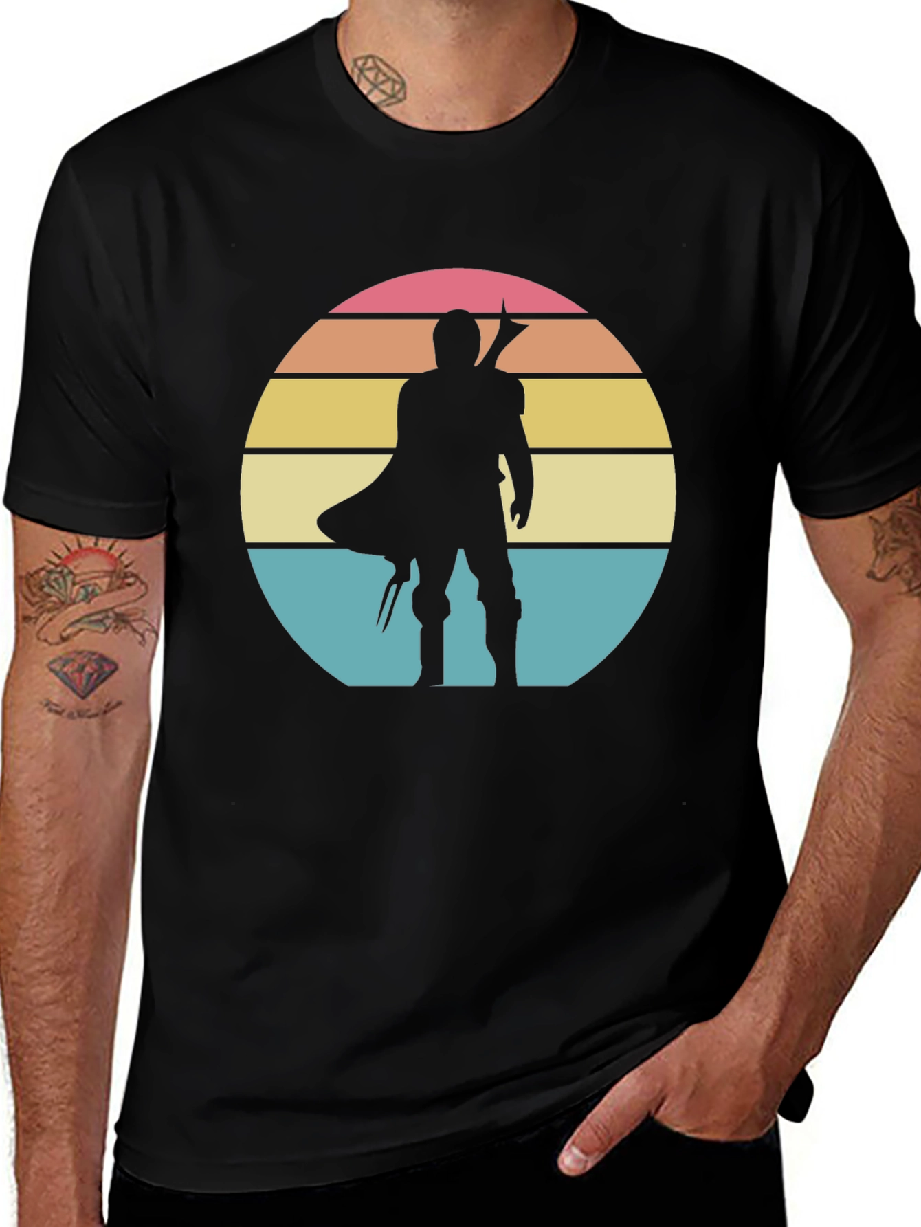 Retro Mandalorian Sunset T-Shirt - Black