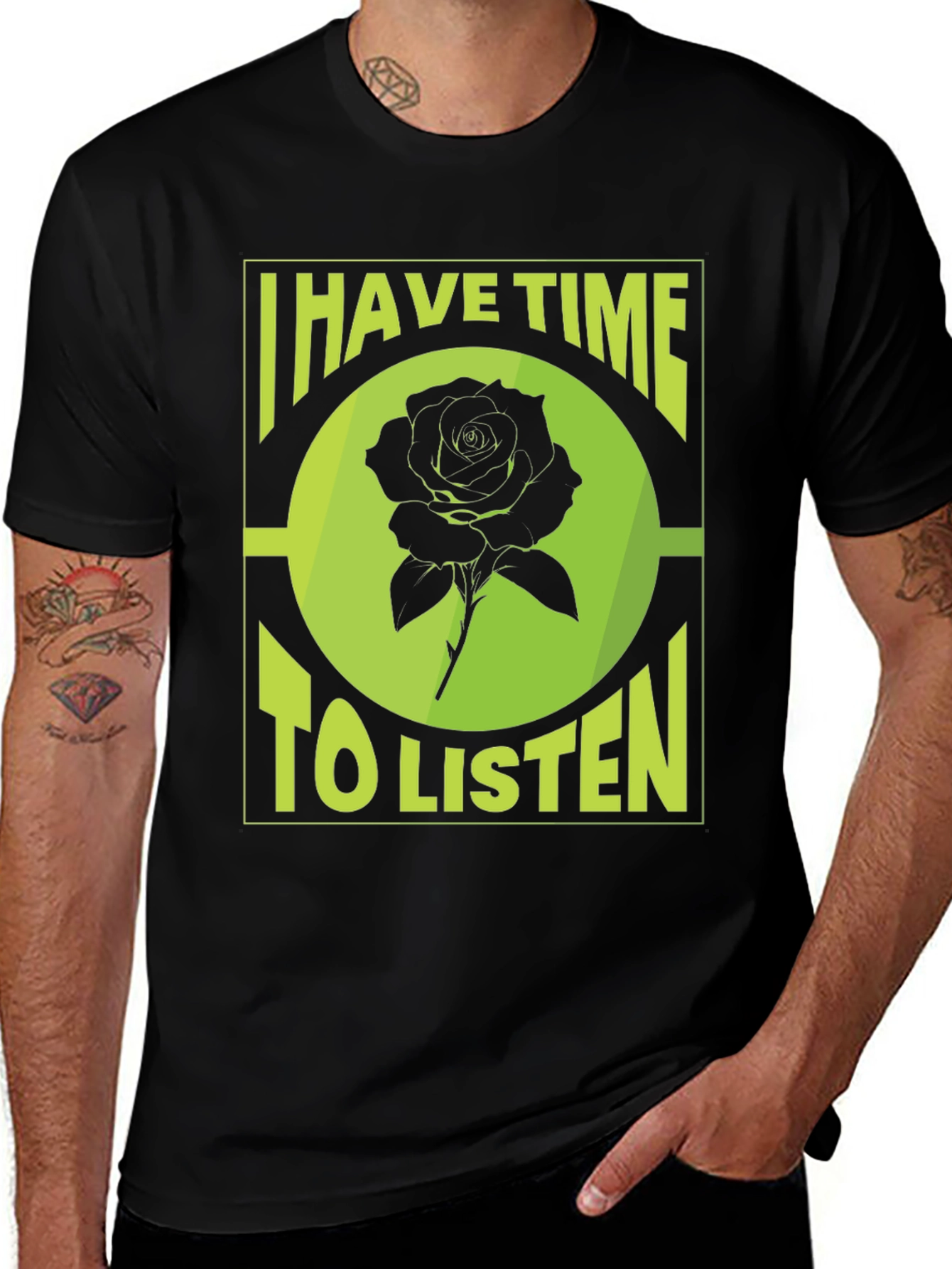 Black I Have Time To Listen Black Graphic Tee main image