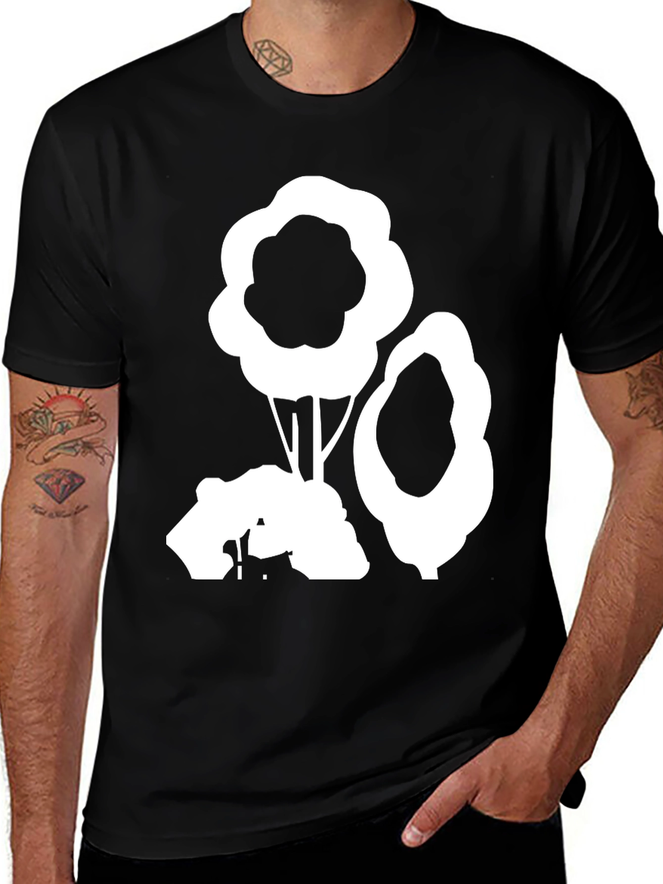 Variant 4 of Abstract Tree Graphic Tee - Black Cotton Casual Shirt