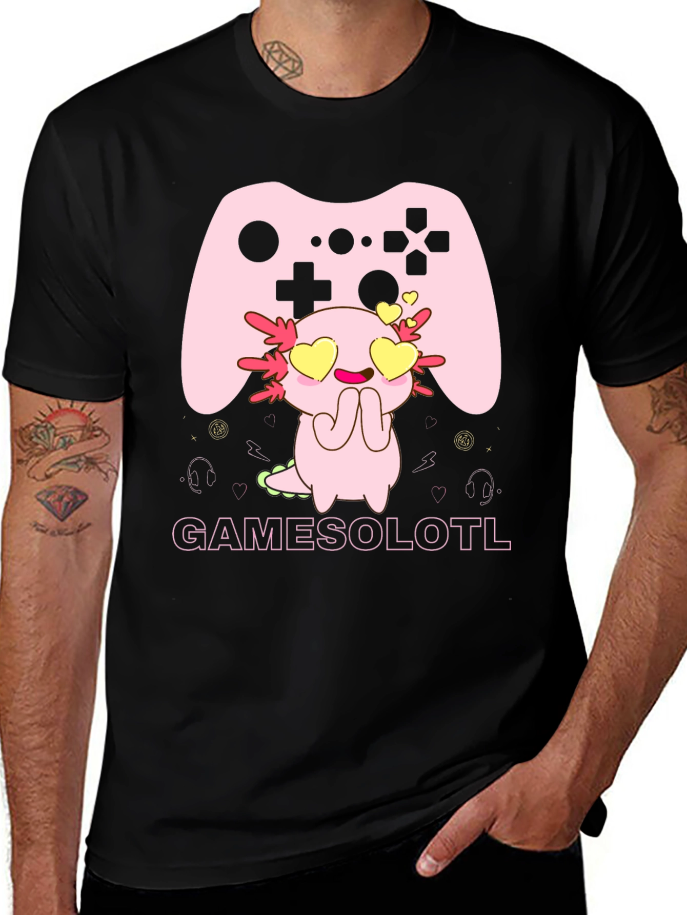 Variant 19 of Gamesolotl Black Graphic Tee