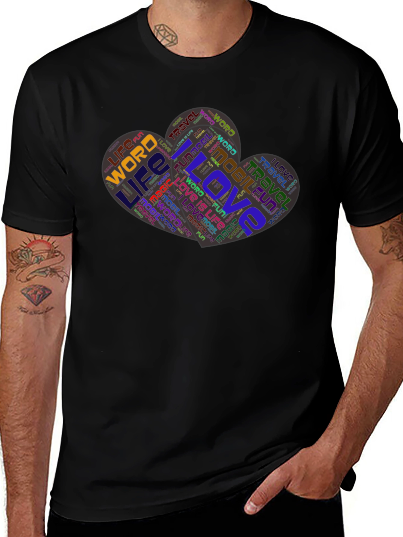 Variant 27 of Love Word Art T-Shirt - Trendy Graphic Tee
