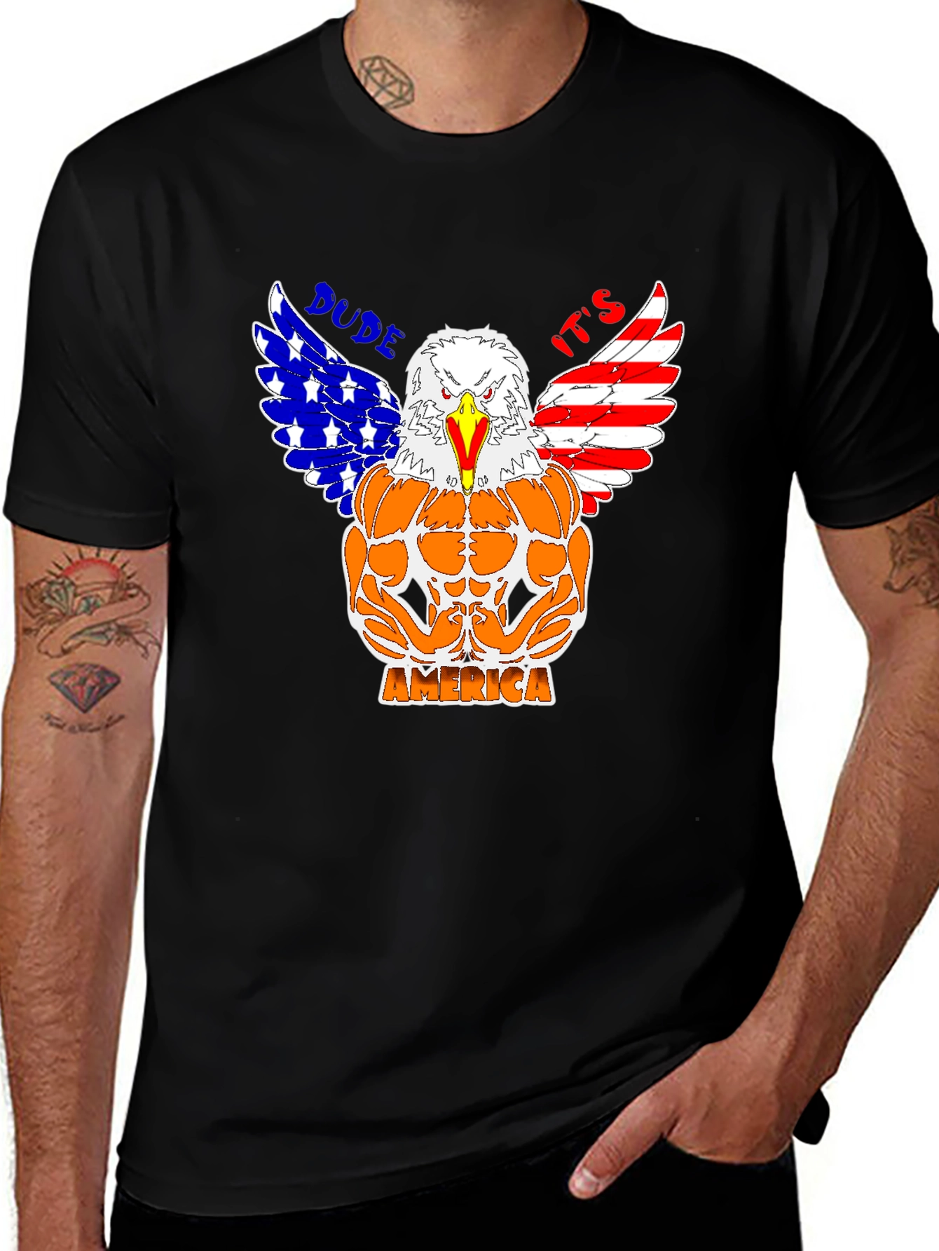 Patriotic Eagle Bodybuilder Graphic T-Shirt