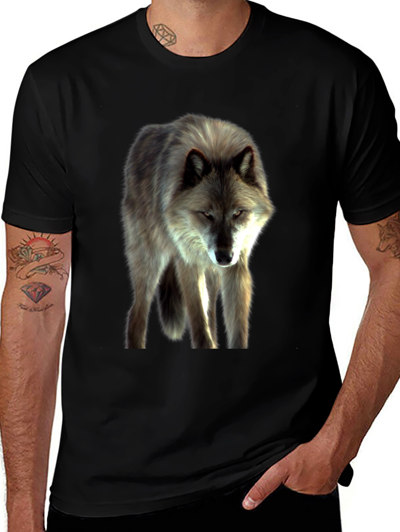Variant 24 of Wolf Graphic Print Black T-Shirt