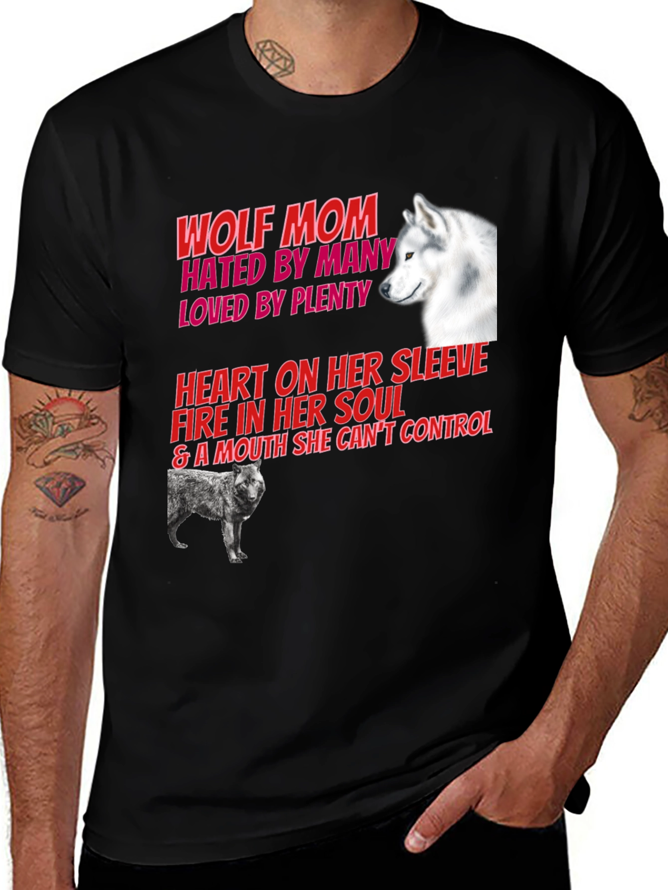 Variant 17 of Wolf Mom Graphic Tee - Hated By Many